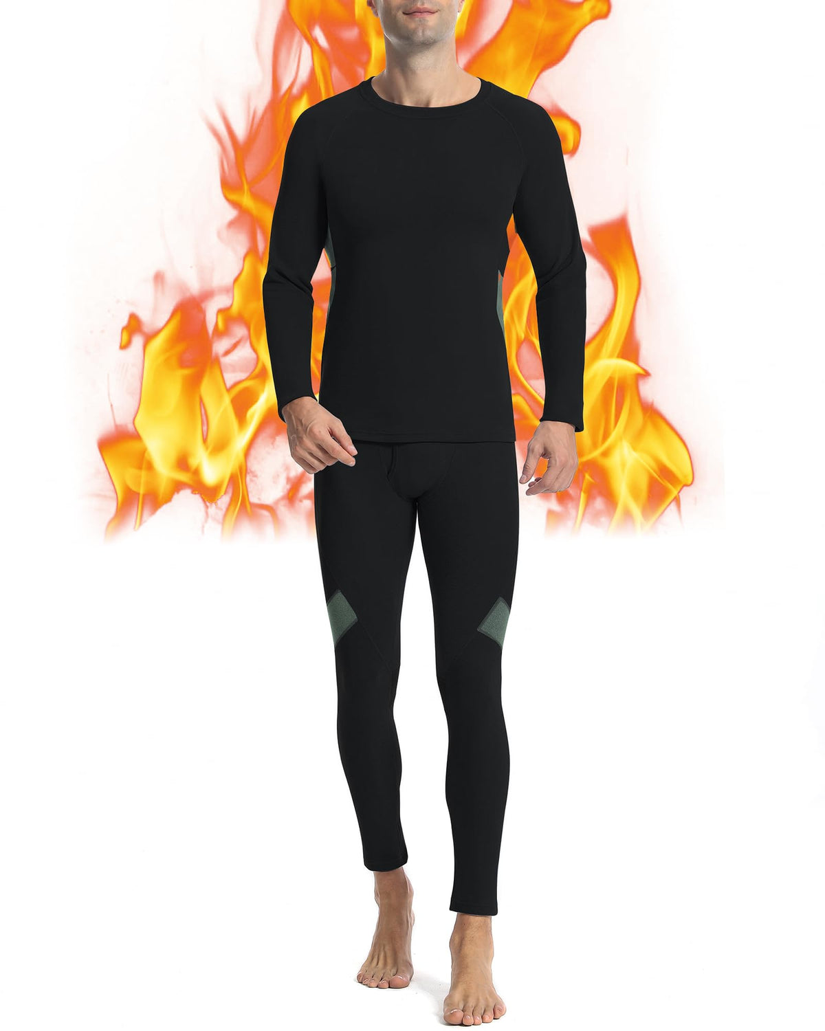 Runhit Mens Thermal Underwear Set：Fleece Lined Long Johns for Men Thermal Shirts and Pants Base Layer Cold Weather Thermals