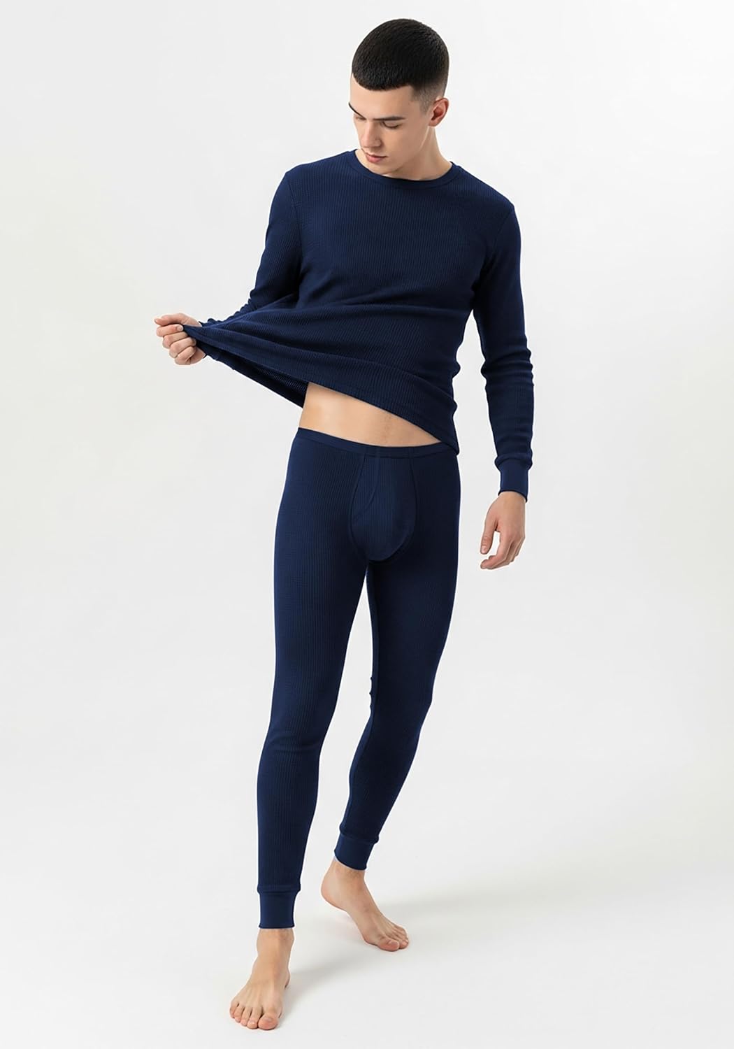 Andrew Scott Men's Traditional Waffle Thermal Top & Bottom Set | Cotton Blend Base Layer Shirt -Long John Underwear