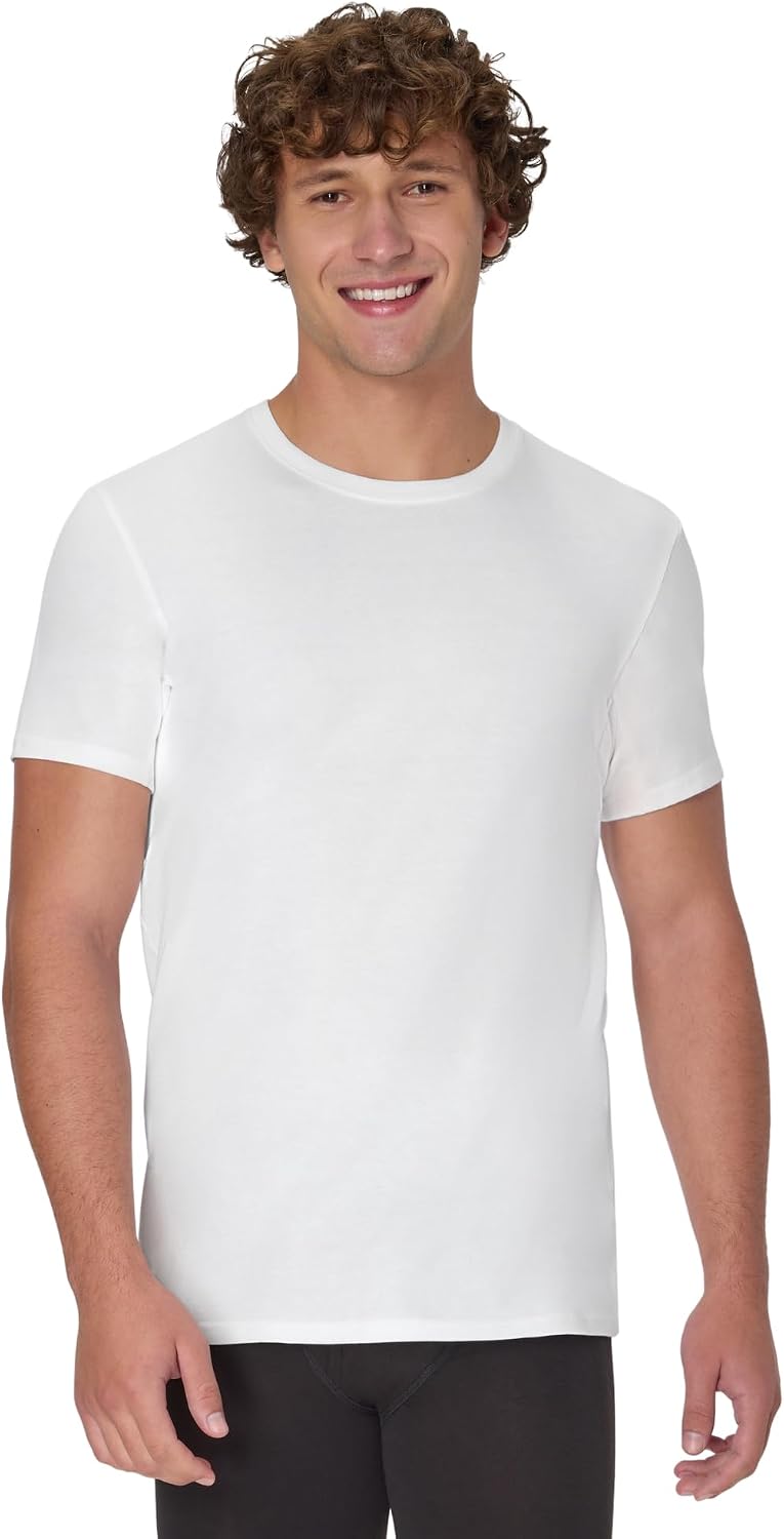 Hanes Men's Sweat Block Undershirt, Underarm Sweat Blocking Tee, Vneck Or Crewneck, White T-Shirt, 3-Pack