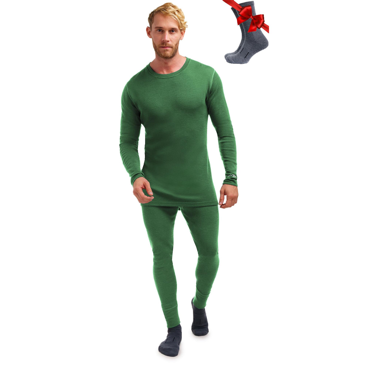 100% Merino Wool Base Layer Men Set - Thermal Underwear for Men Long Johns