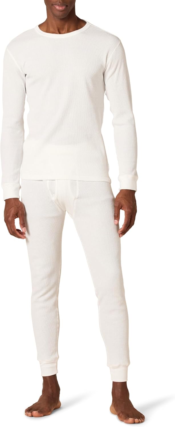 Amazon Essentials Men's Slim Fit Thermal Long Johns Underwear Set, Breathable Waffle Knit for Cold Weather Wear, Multipacks