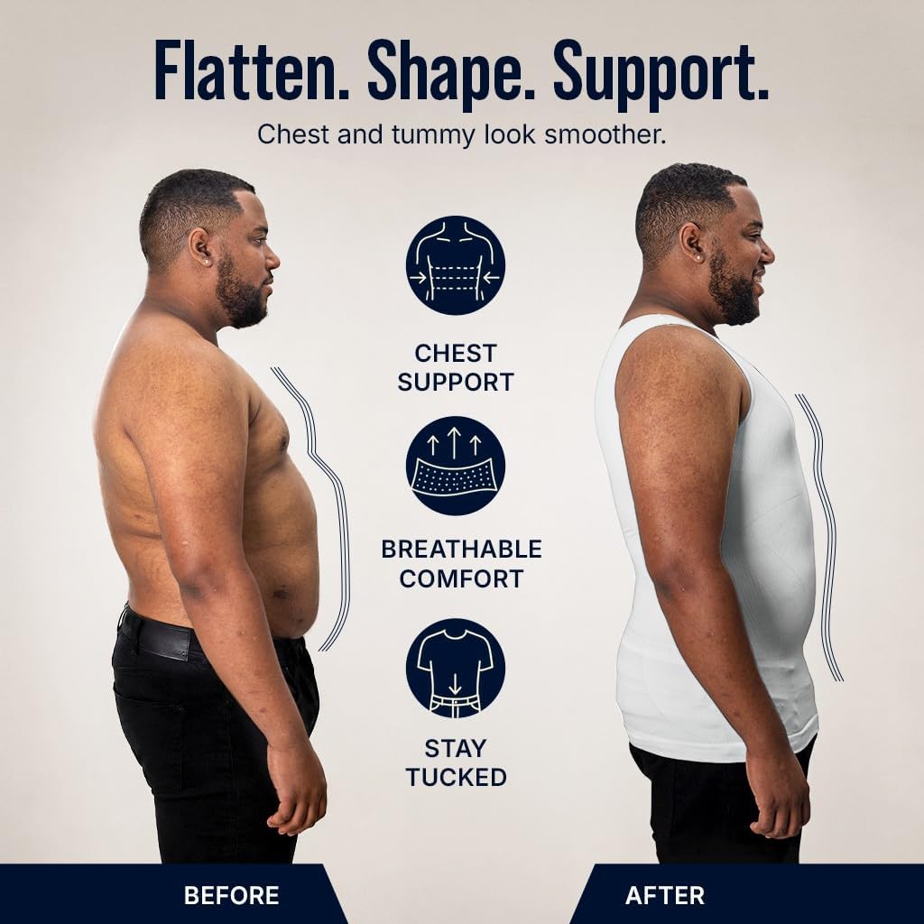 QORE LOGIQ Gynecomastia Compression Shirts for Men
