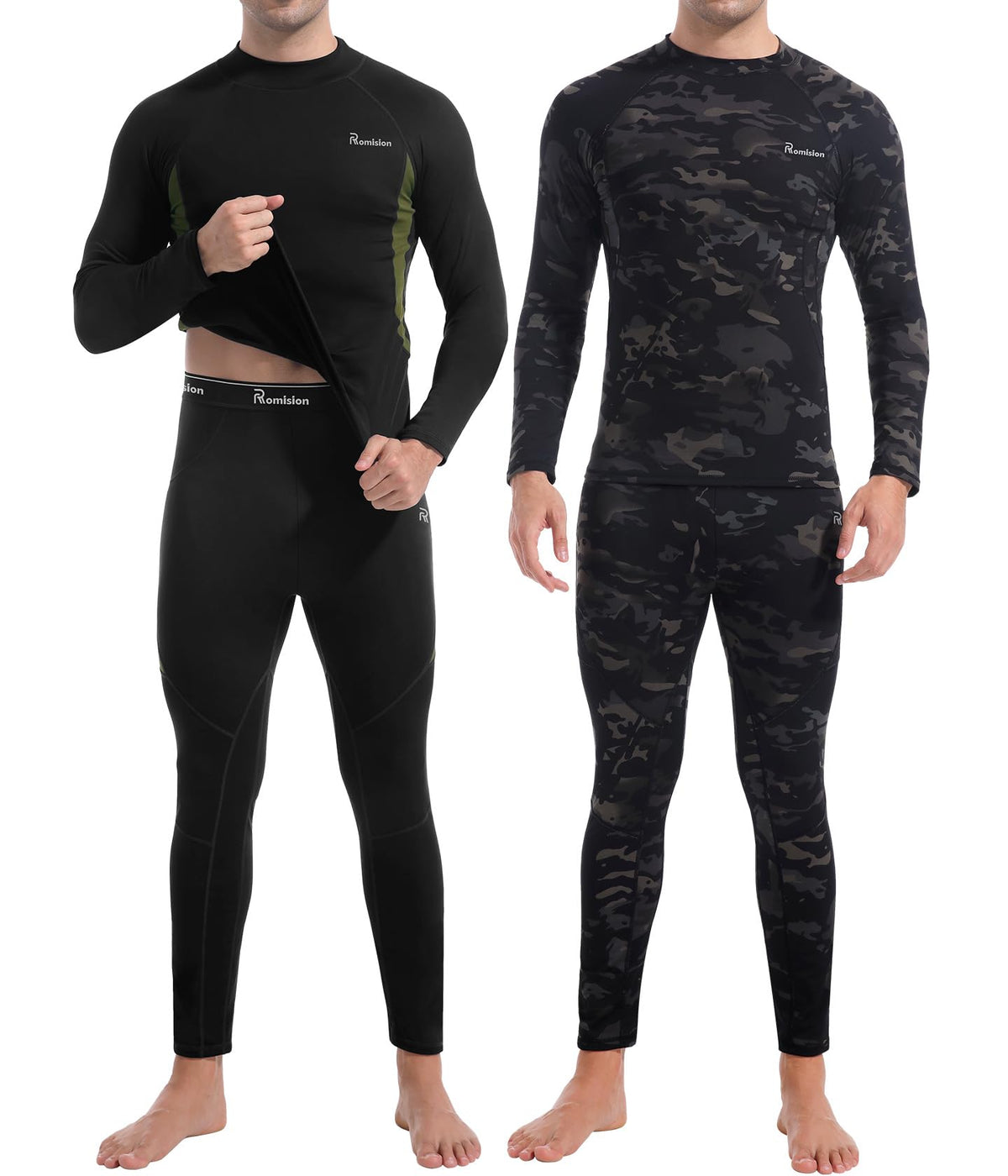 romision Mens Thermal Underwear Set Long Johns Fleece Lined Base Layer