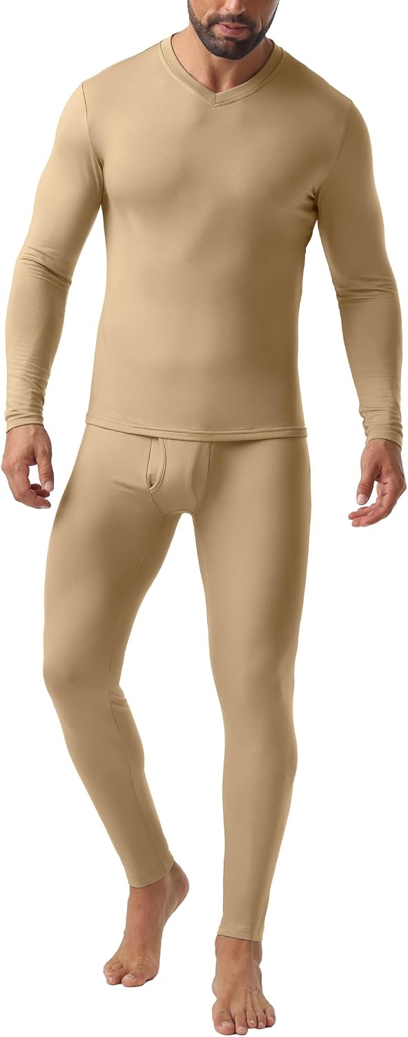 Askdeer Thermal Underwear for Men Long Johns Thermal Fleece Lined Long Underwear Base Layer Set