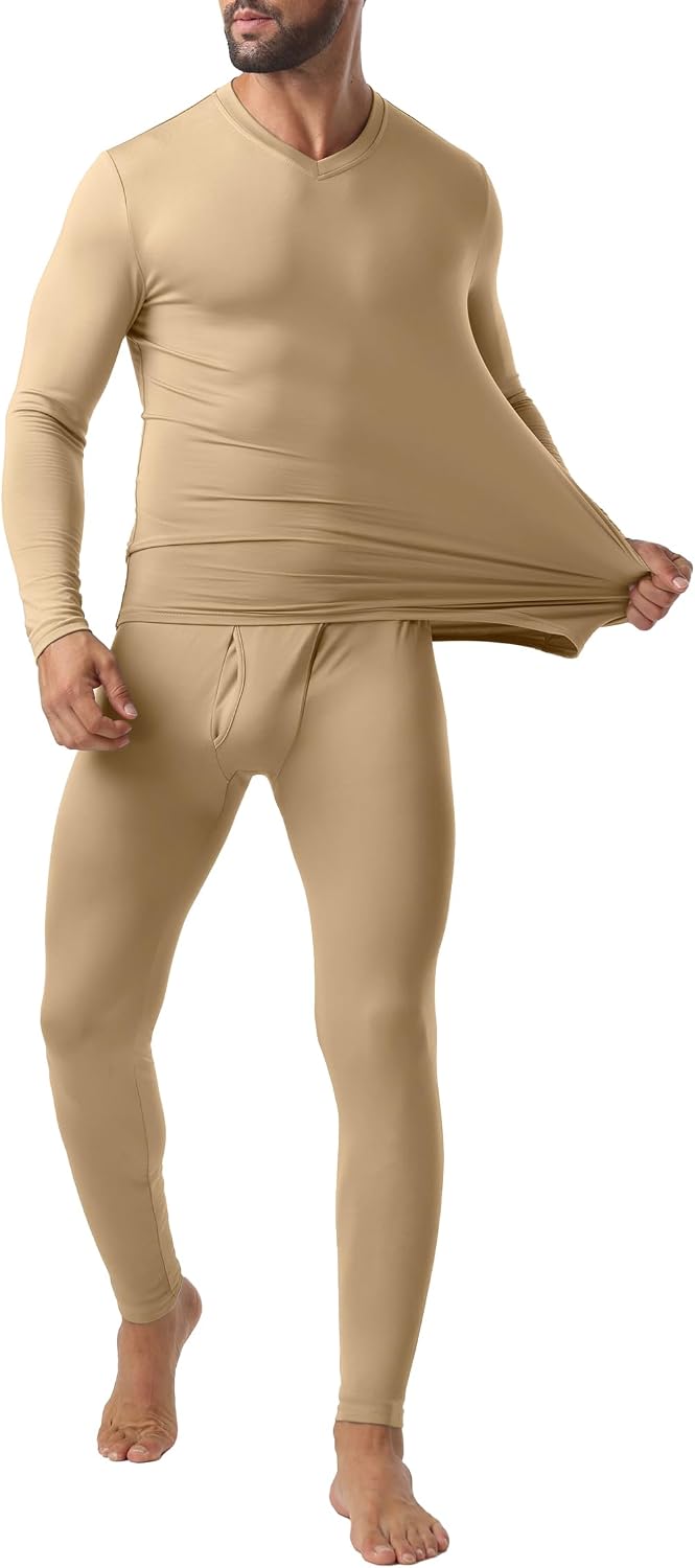 Askdeer Thermal Underwear for Men Long Johns Thermal Fleece Lined Long Underwear Base Layer Set
