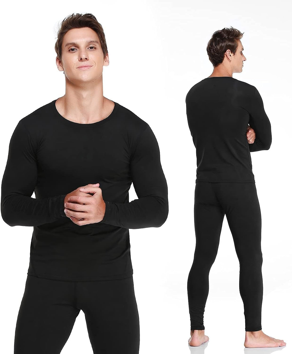 Thermal Underwear for Men, Fleece Lined Long Johns Set Winter Base Layer