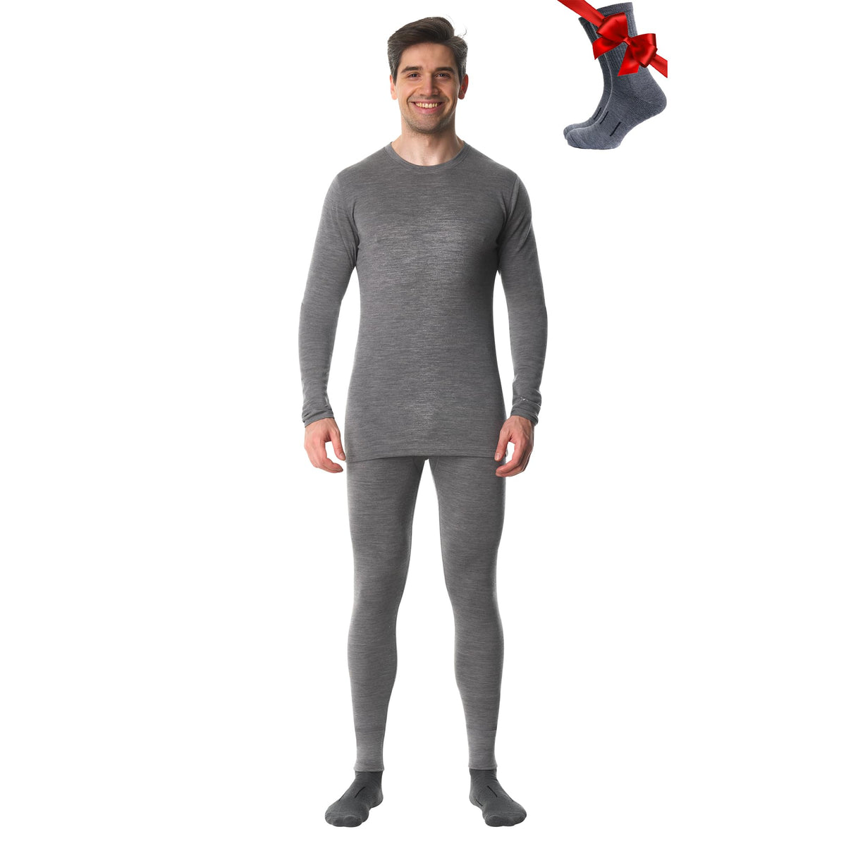 100% Merino Wool Base Layer Men Set - Thermal Underwear for Men Long Johns