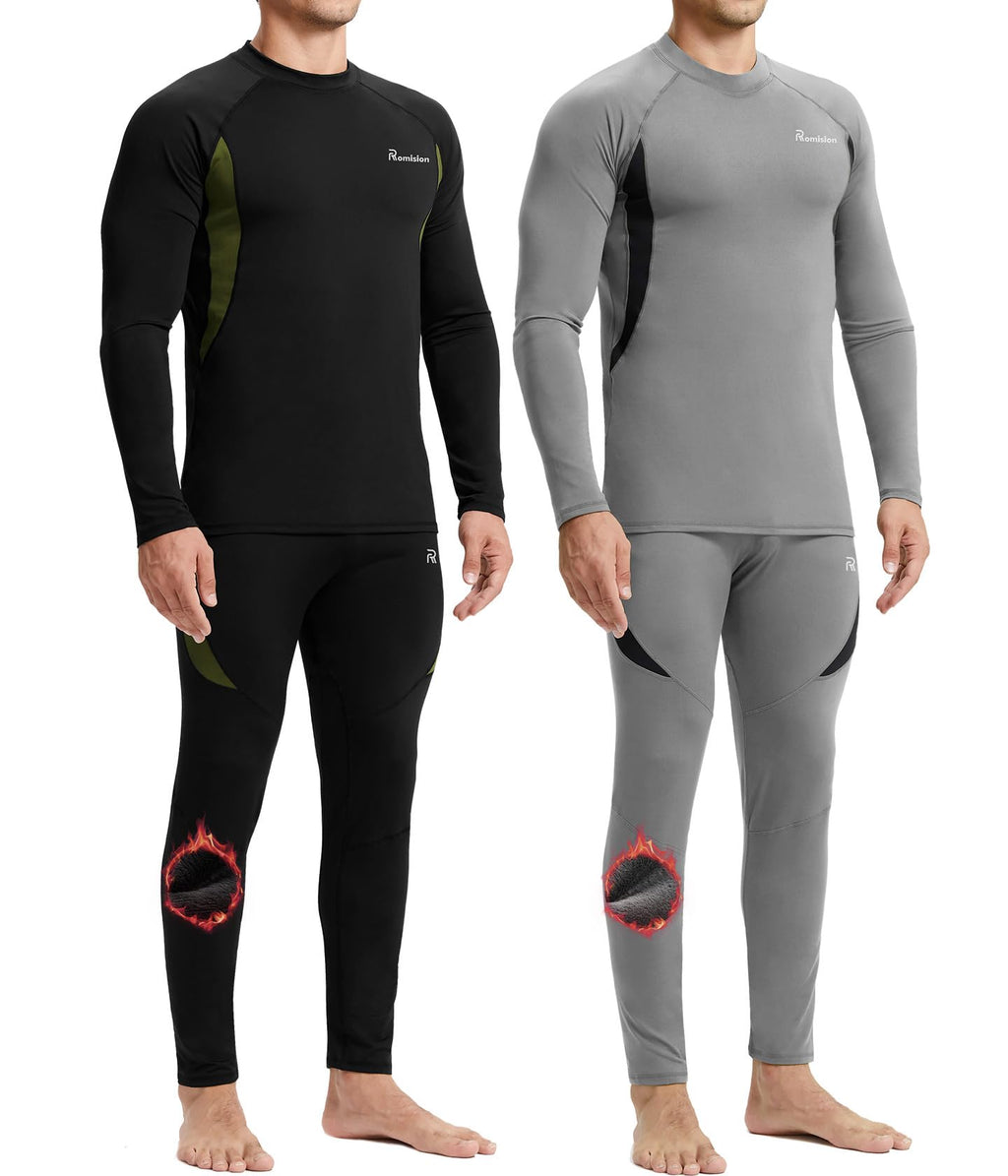 romision Mens Thermal Underwear Set Long Johns Fleece Lined Base Layer