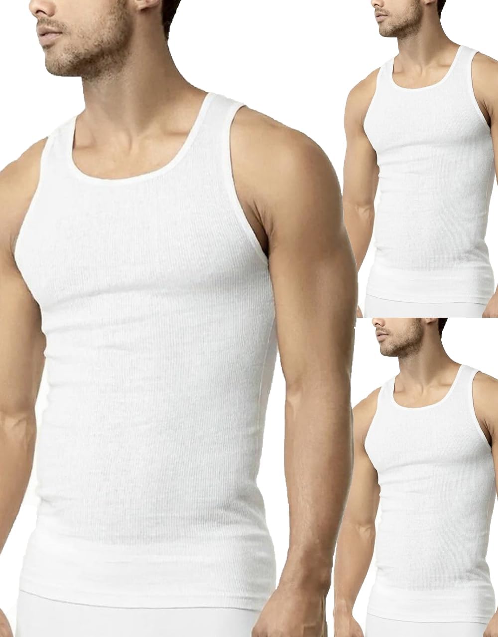 Men’s 3-Pack Cotton Ribbed Lightweight A-Shirt Undershirt Tank Top