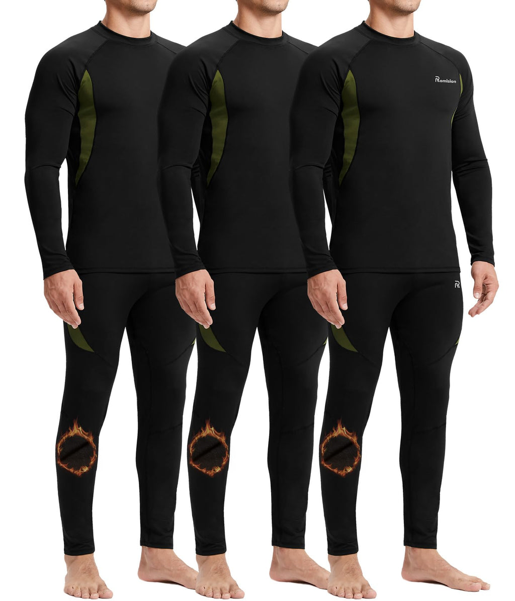 romision Mens Thermal Underwear Set Long Johns Fleece Lined Base Layer
