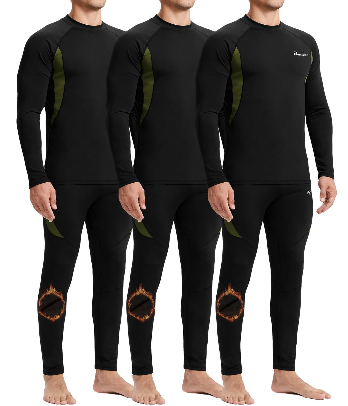 romision Mens Thermal Underwear Set Long Johns Fleece Lined Base Layer