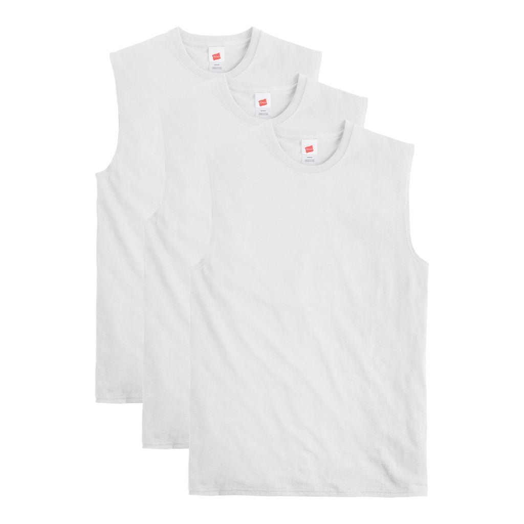 Hanes Men's Essentials Midweight Muscle T-Shirt Pack, Cotton Muscle Tank Shirts, 3-Pack
