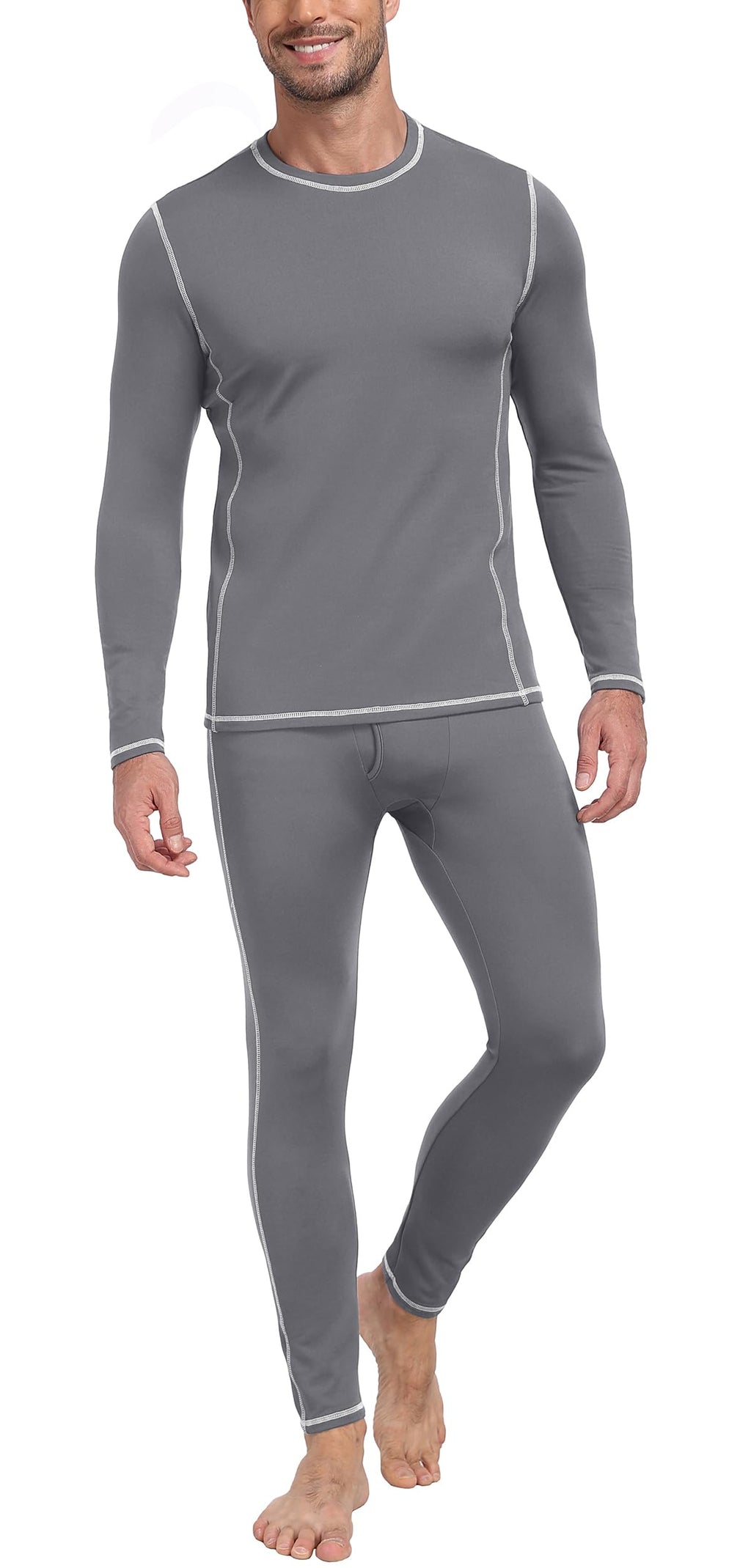 PrinStory Men's Thermal Underwear Long Johns - Cold Weather Base Layer Set Elasticity Top and Bottoms for Men S-2XL