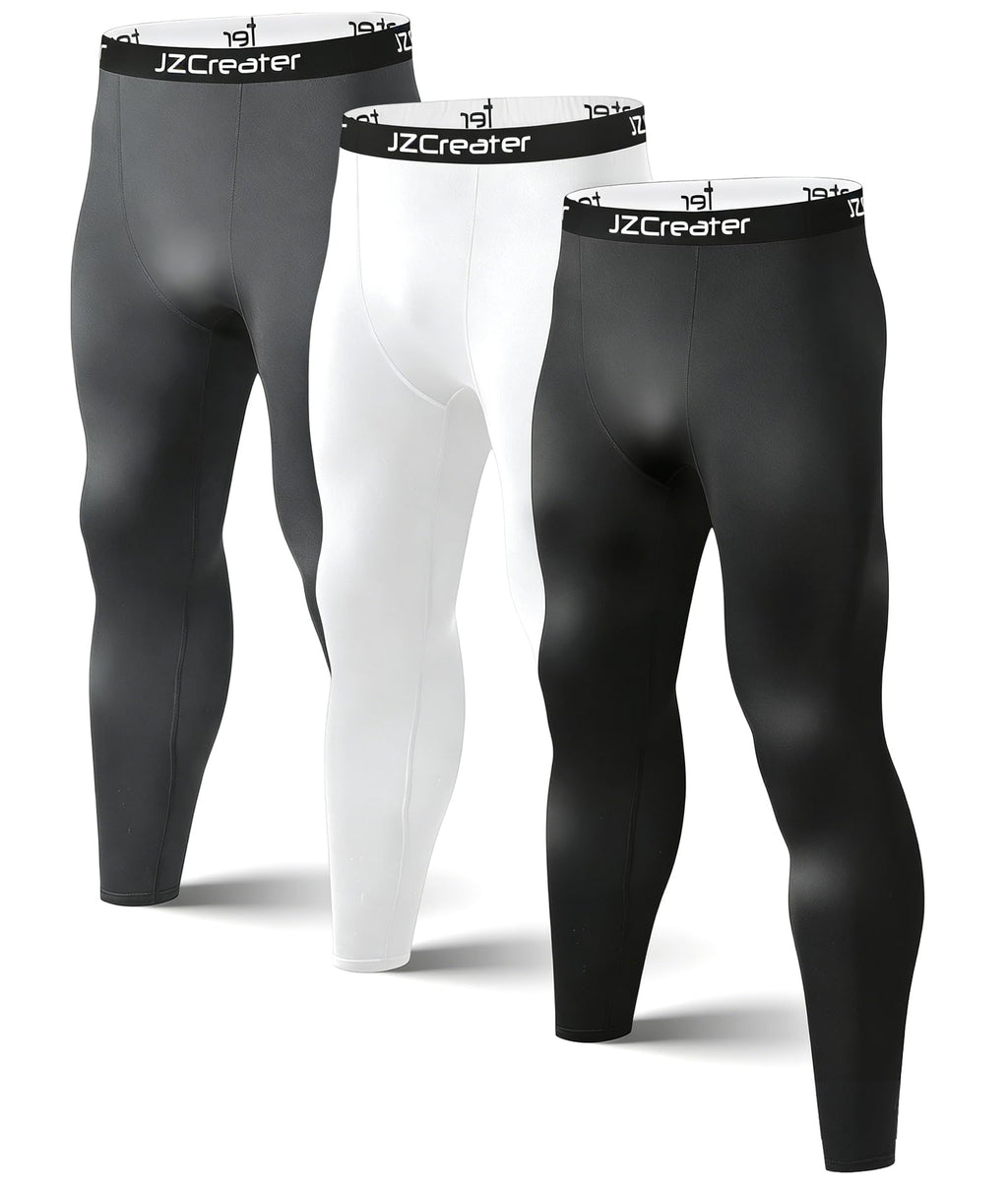 1 or 3 Pack Mens Long Johns Thermal Pants, Fleece Lined Base Layer Bottoms