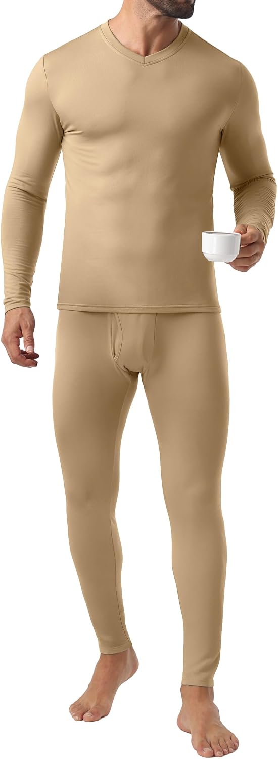 Askdeer Thermal Underwear for Men Long Johns Thermal Fleece Lined Long Underwear Base Layer Set