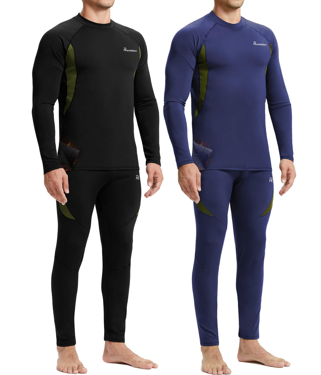 romision Mens Thermal Underwear Set Long Johns Fleece Lined Base Layer