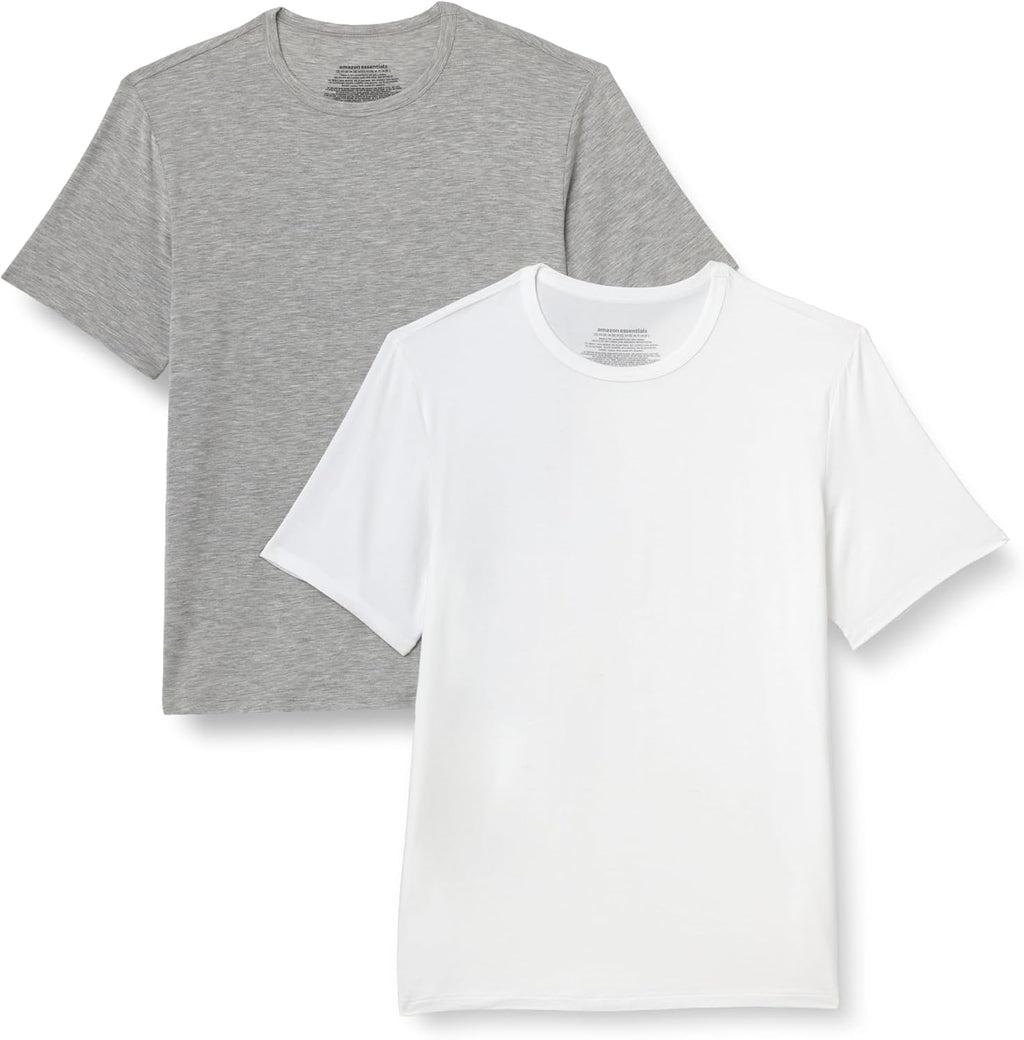 Amazon Essentials Men's Super Soft Lightweight Modal Short-Sleeve Undershirt, Pack of 2