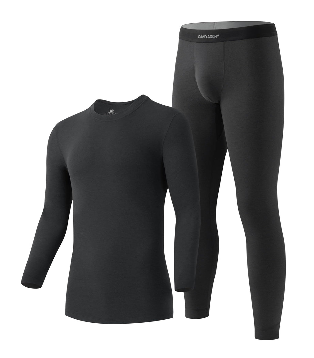 DAVID ARCHY Men’s Lightweight Thermal Underwear Set, Breathable Comfort Base Layer for Cold Weather(30–55°F)