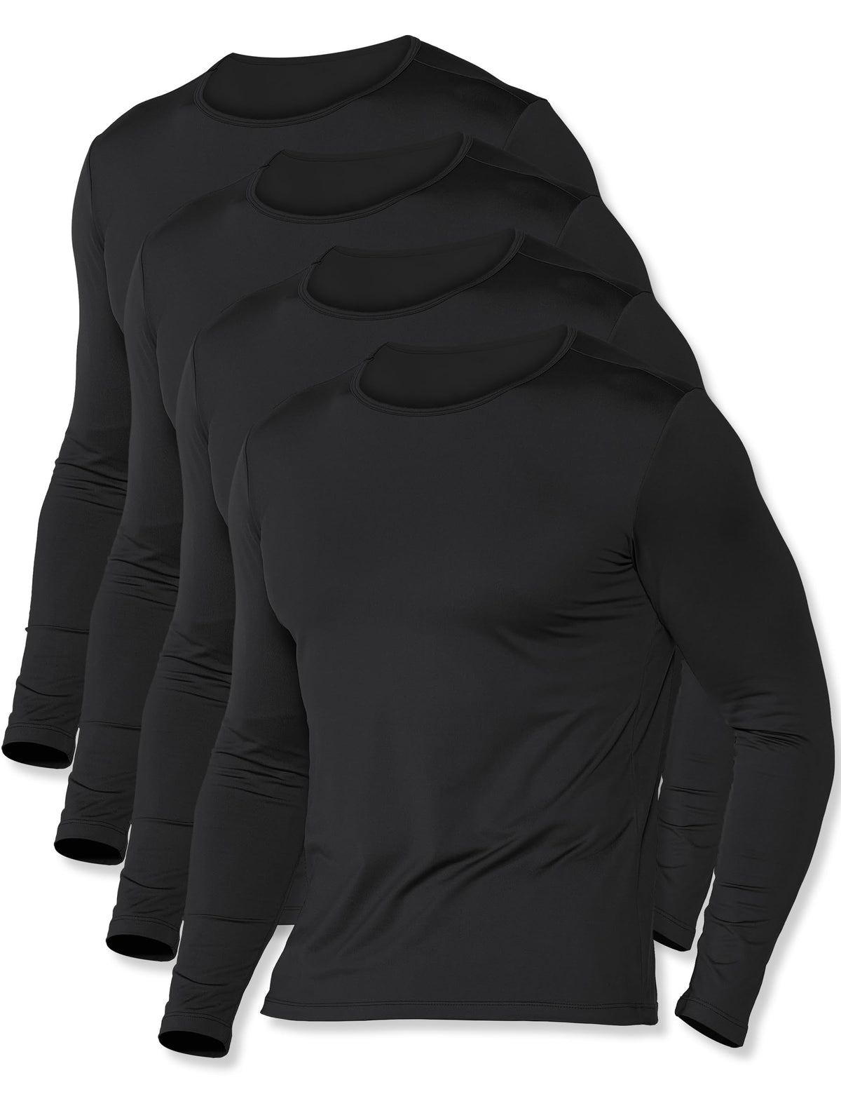 ZUTY 4 or 3 Pack Thermal Underwear for Men Long Sleeve Thermal Shirts Fleece Lined Soft Warm Base Layer Tops