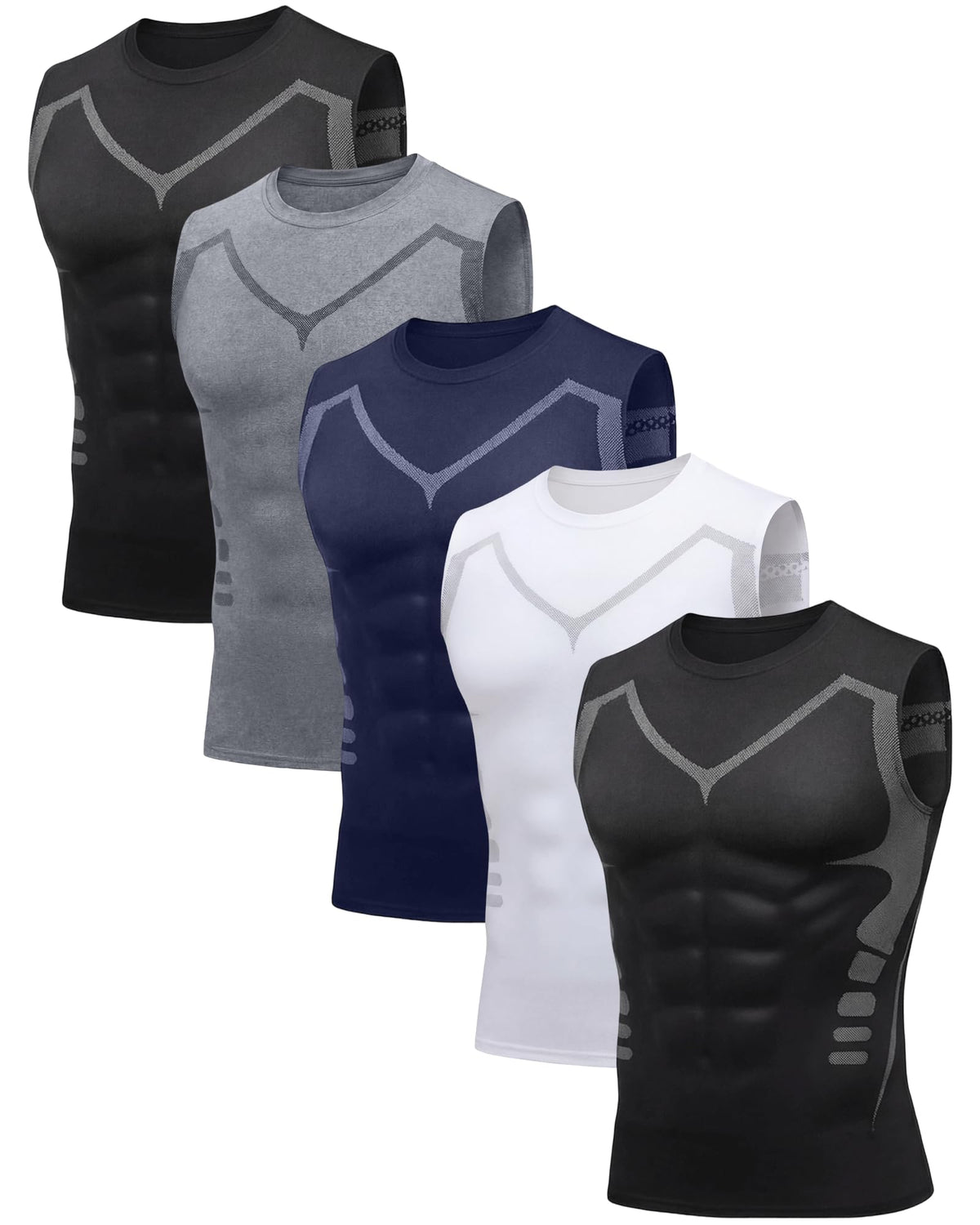 5 Pack Mens Sleeveless Workout Tank Tops Dry Fit Athletic Muscle Tee Shirts Black &White Undershirts for Gym, Running