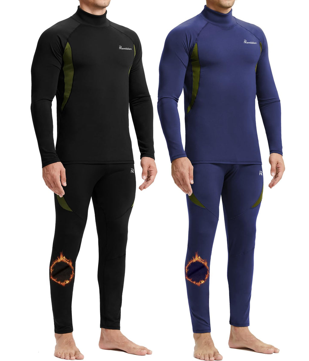 romision Mens Thermal Underwear Set Long Johns Fleece Lined Base Layer