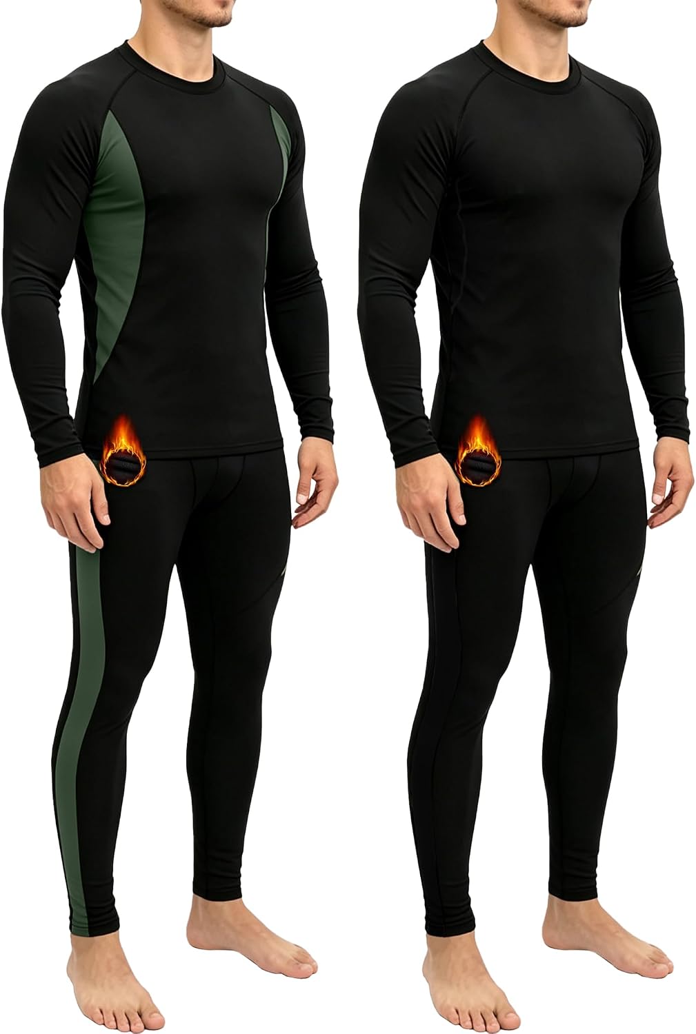 Dalavch 2 Set Mens Thermal Underwear Long Johns Fleece Lined Base Layer