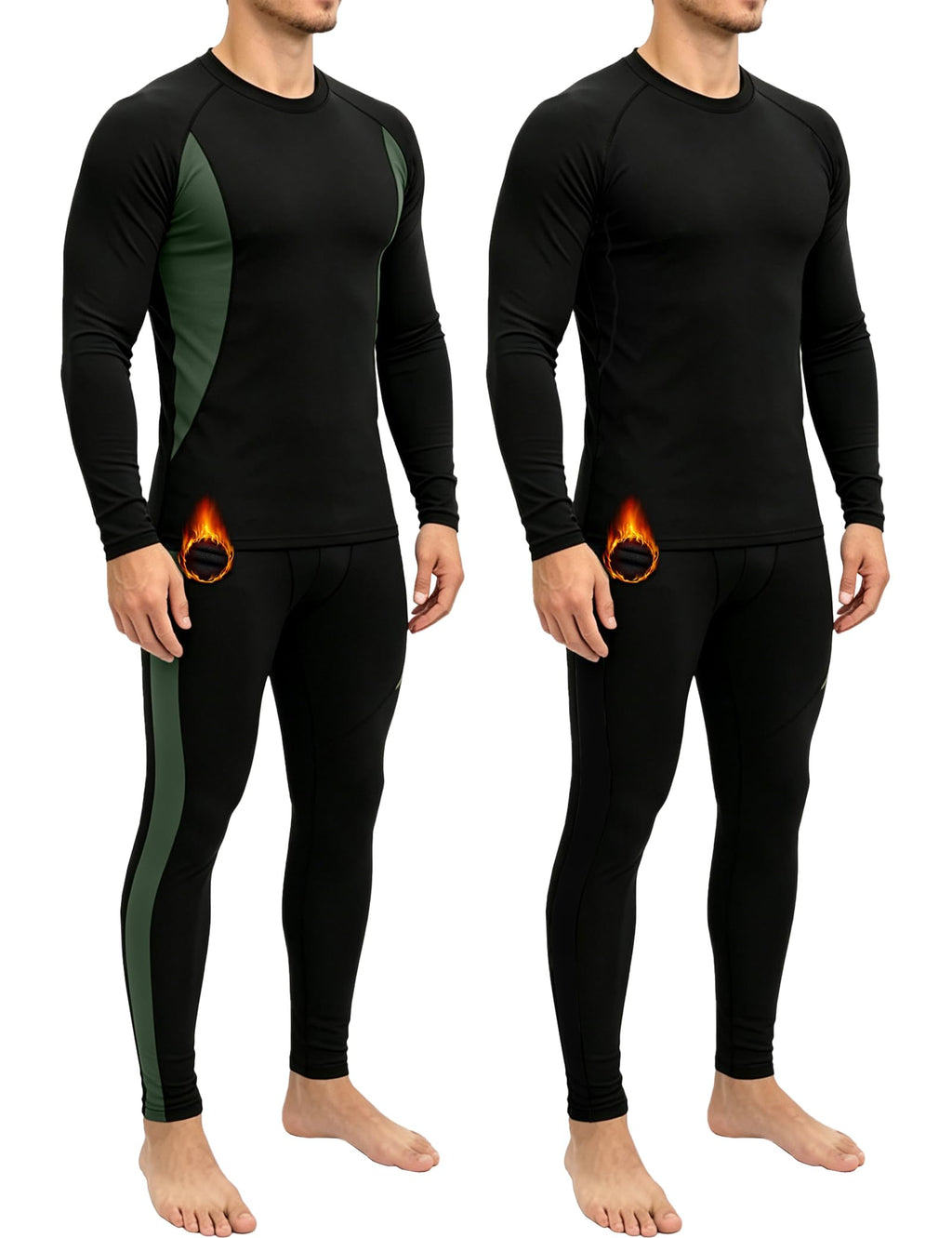 Dalavch 2 Set Mens Thermal Underwear Long Johns Fleece Lined Base Layer