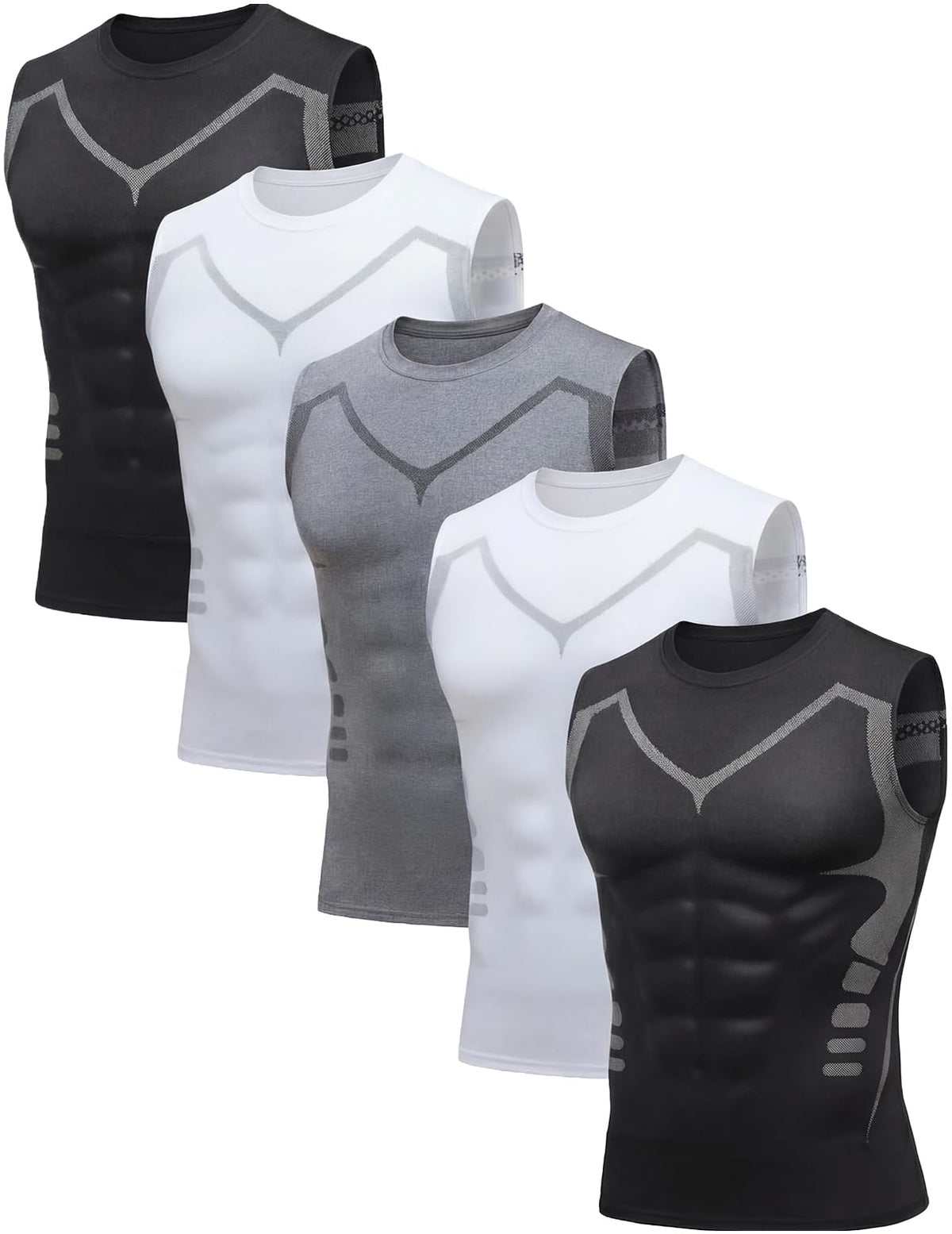 5 Pack Mens Sleeveless Workout Tank Tops Dry Fit Athletic Muscle Tee Shirts Black &White Undershirts for Gym, Running
