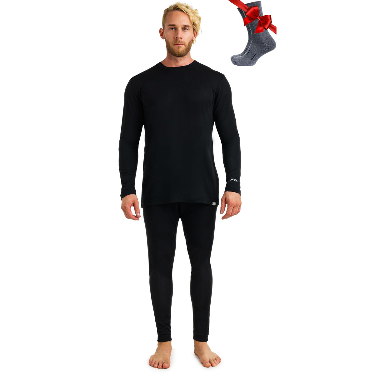 100% Merino Wool Base Layer Men Set - Thermal Underwear for Men Long Johns