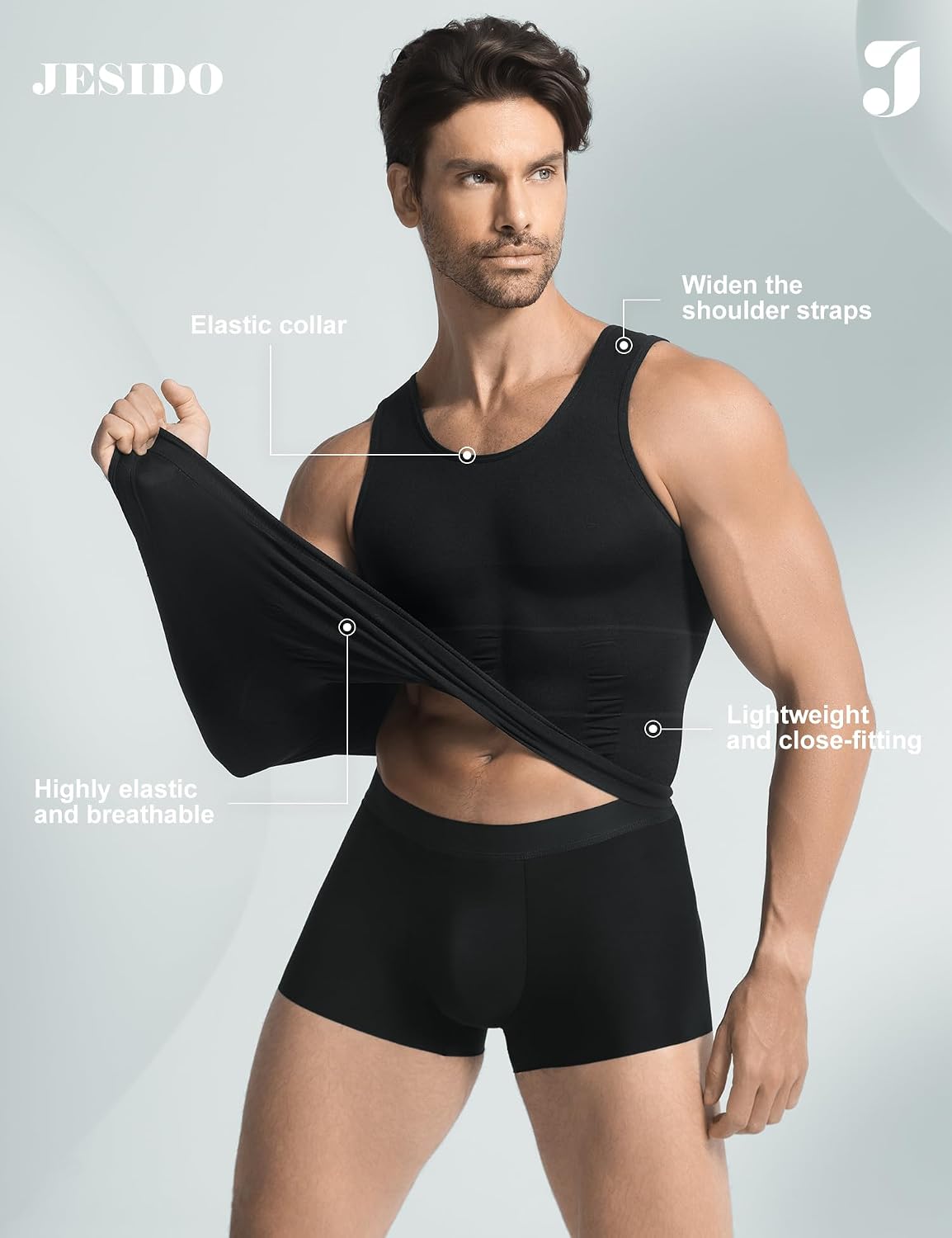 3 Pack Compression Shirt Men Body Shaper Vest Workout Tank Top