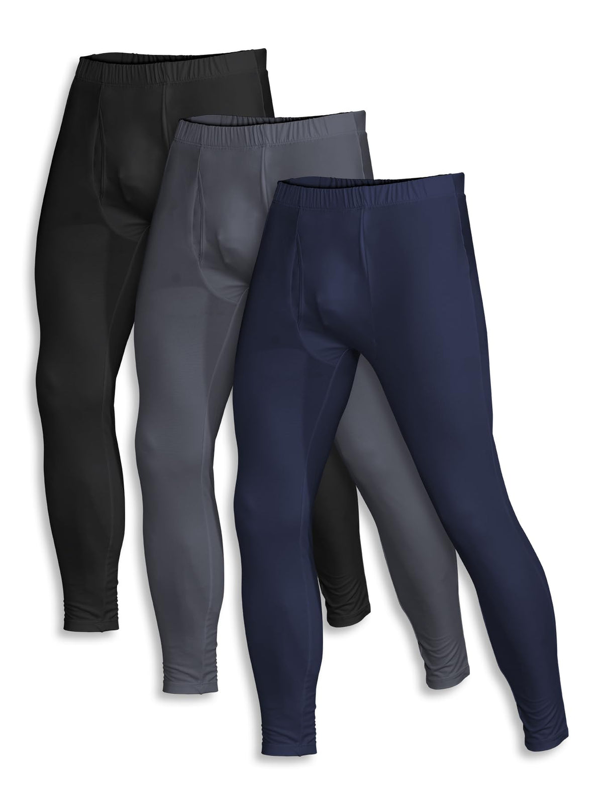 ZUTY 3 Pack Long Johns for Men Thermal Underwear Bottom Fleece Lined Pant Men's Leggings Base Layer for Cold Weather