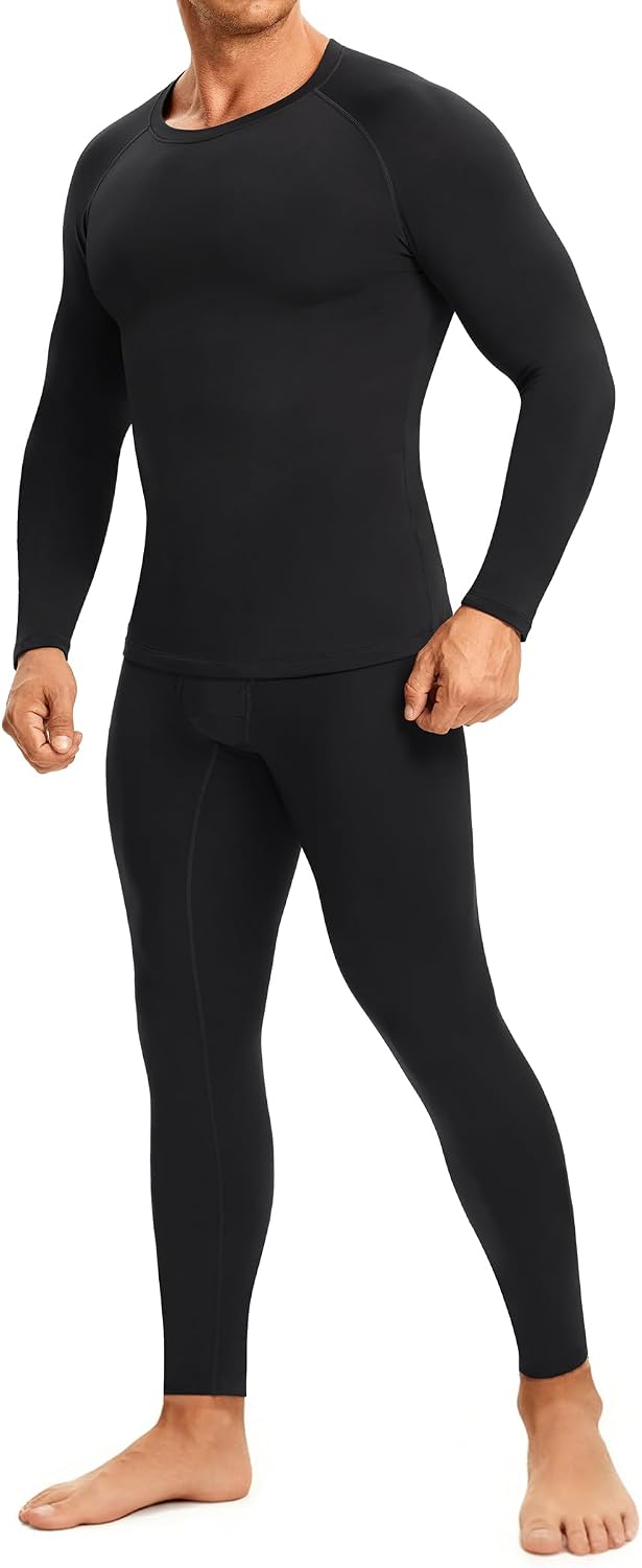 TAILONG Thermal Underwear for Men - Long Johns with Fleece Lined Base Layer Cold Weather Hunting Gear Top Bottom