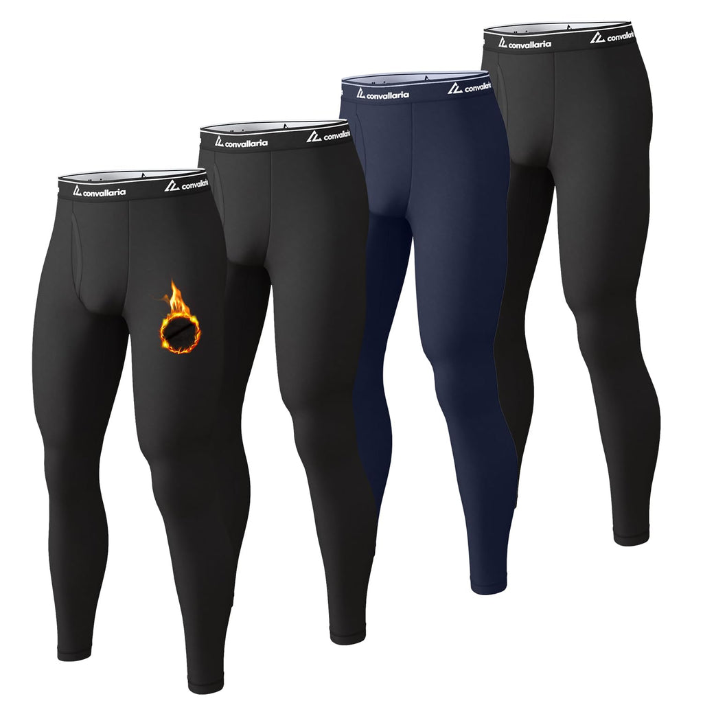 4 or 2 Pack Men's Thermal Pants Fleece Lined Long Johns Bottom Base Layer