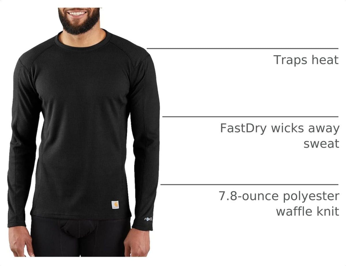 Carhartt Men's Force Midweight Waffle Base Layer Crewneck Top