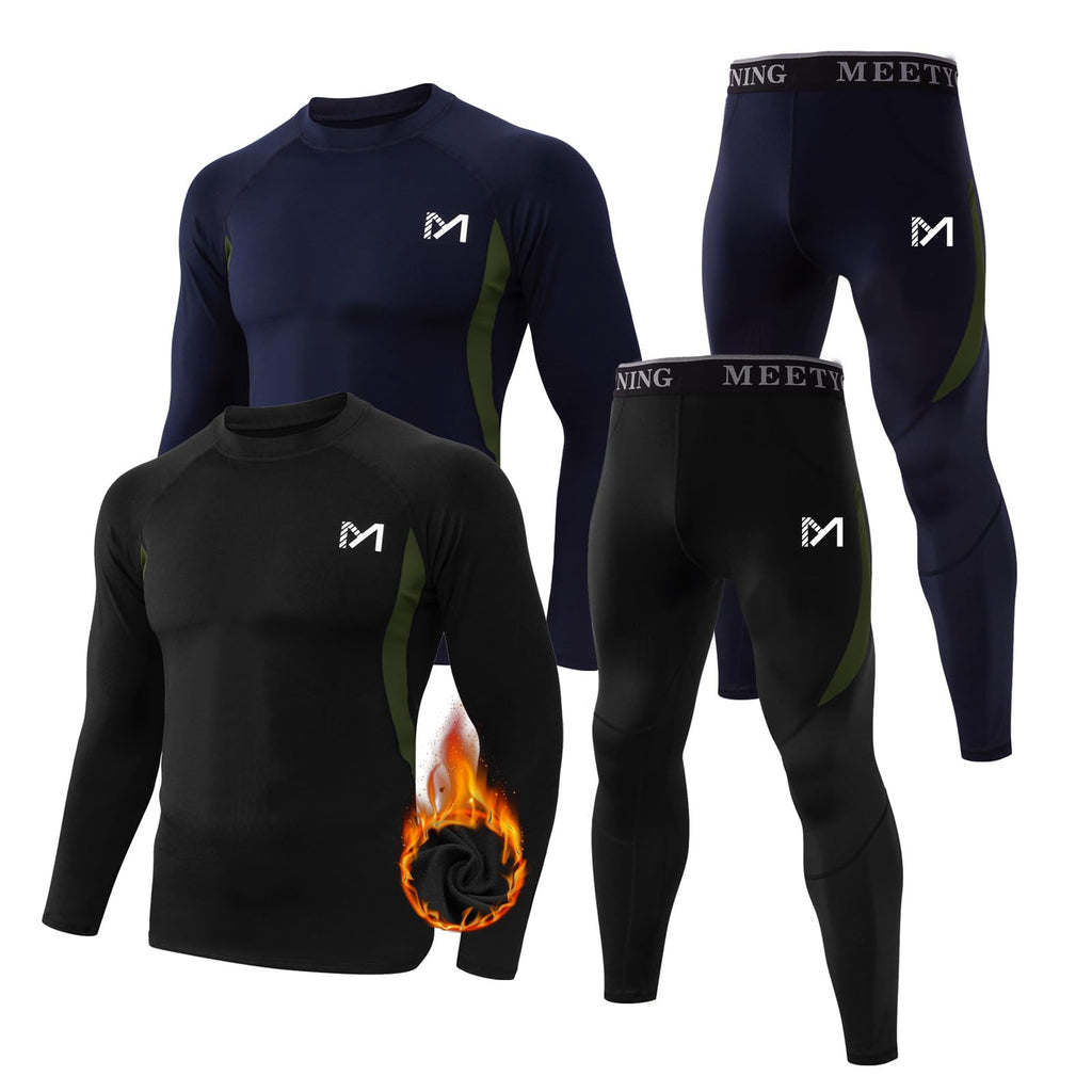 MEETYOO Thermal Underwear for Men,Men's Base Layer,2 Sets Long Johns Lined with Hunting Gear