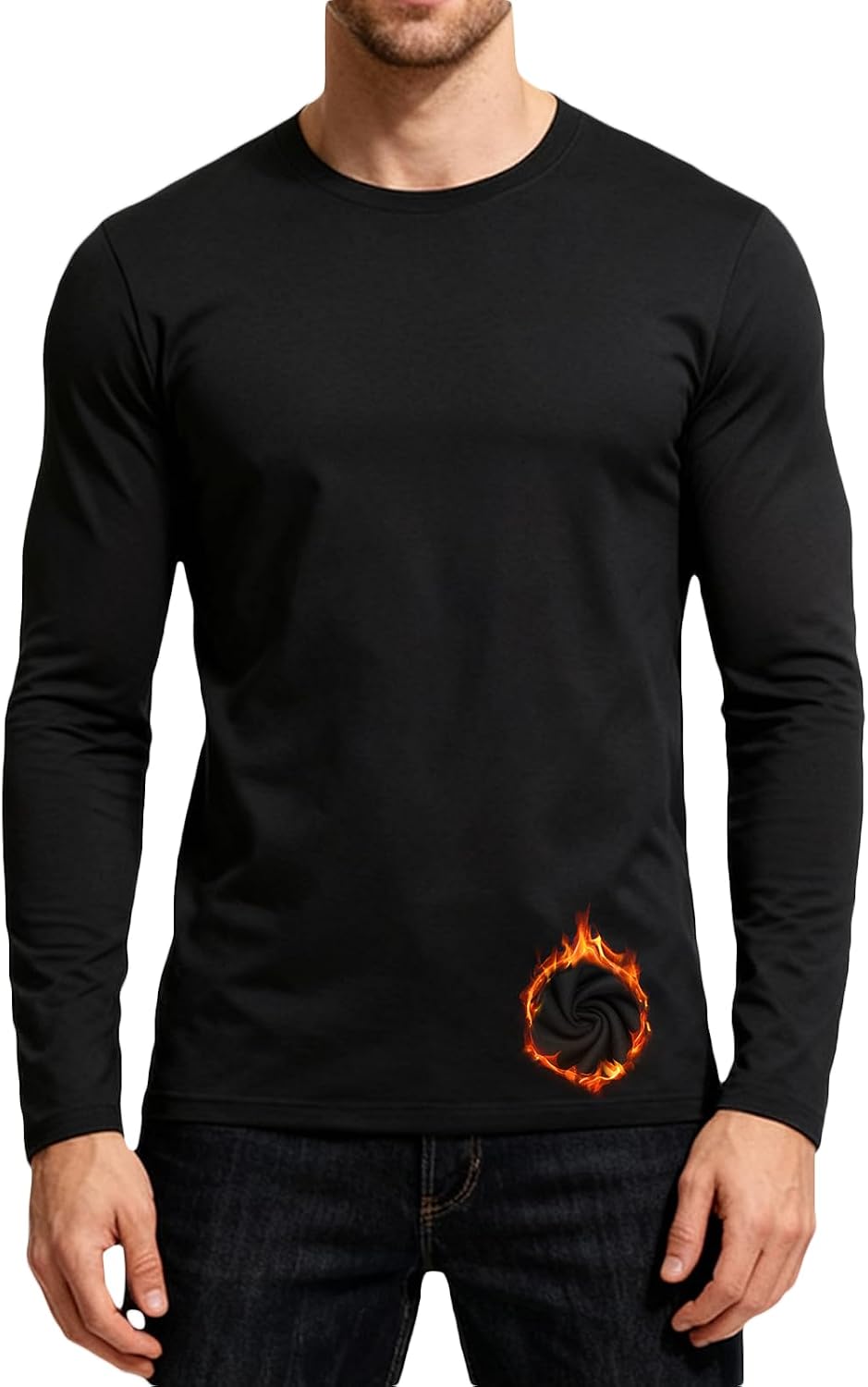 1/2 Pack Men's Thermal Shirts Fleece Lined Wool Long Sleeve Slim Fit T-Shirts Athletic Stretch Sweater Undershirts