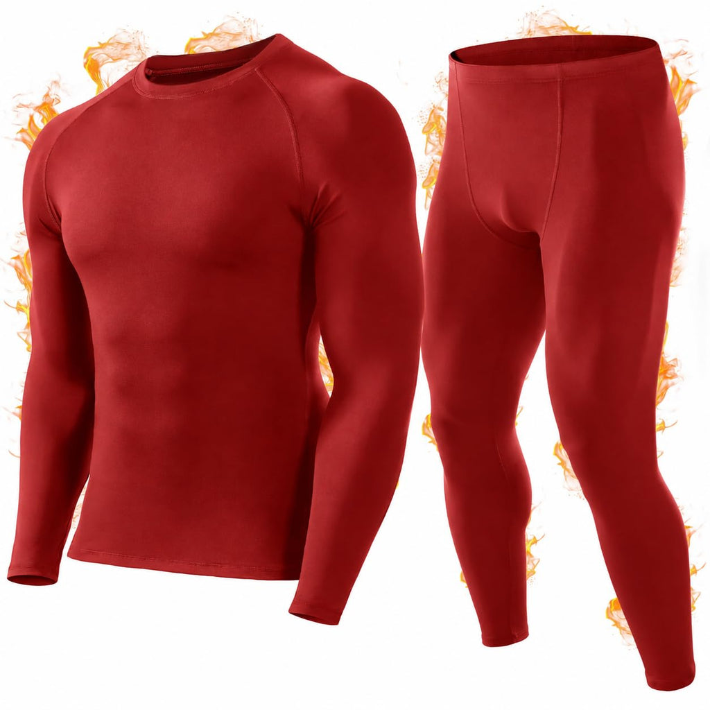 Roadbox Thermal Underwear for Men, Fleece Lined Long Johns Base Layer Set