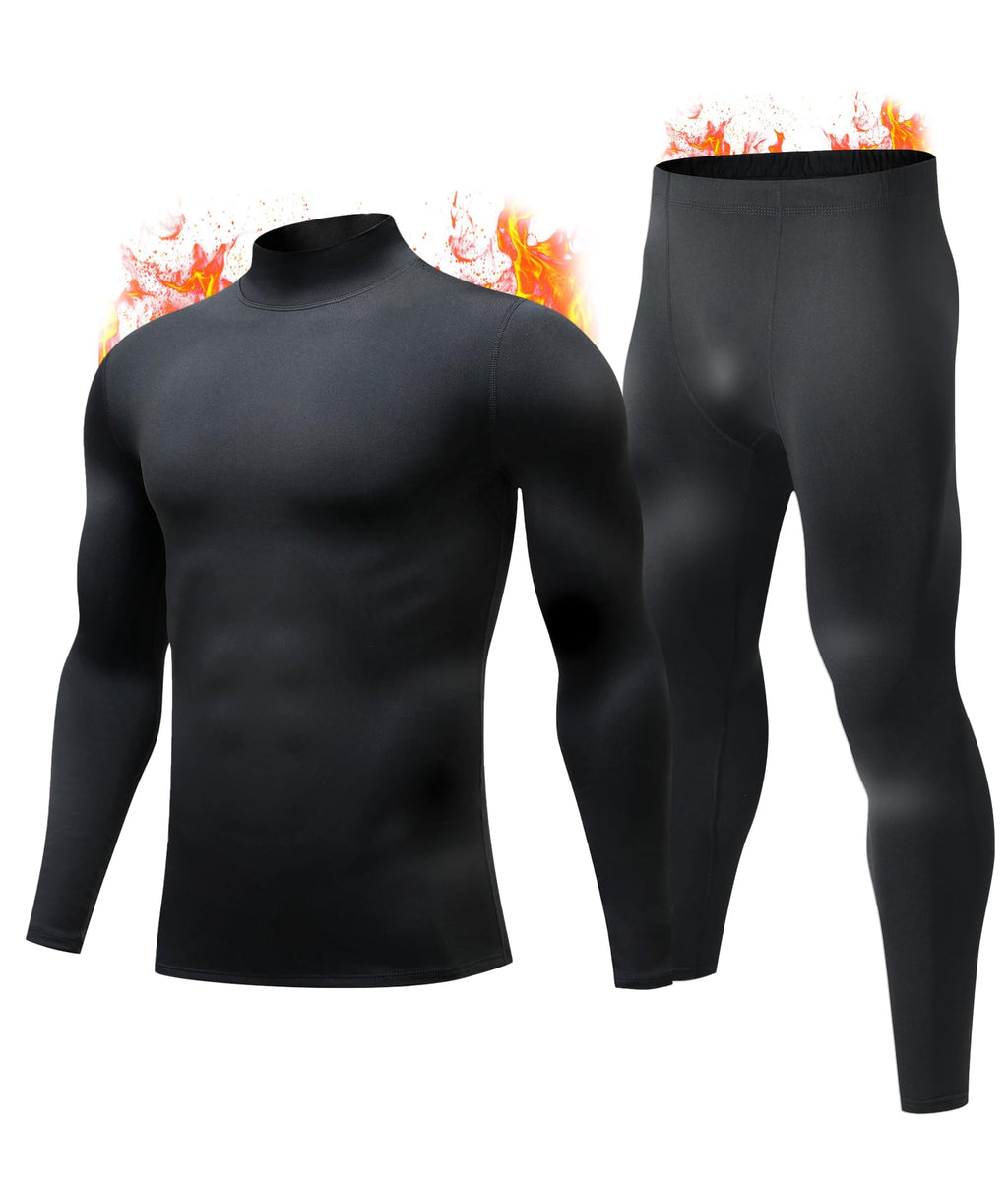 Thermal Underwear for Men, Fleece Lined Long Johns Set Winter Base Layer