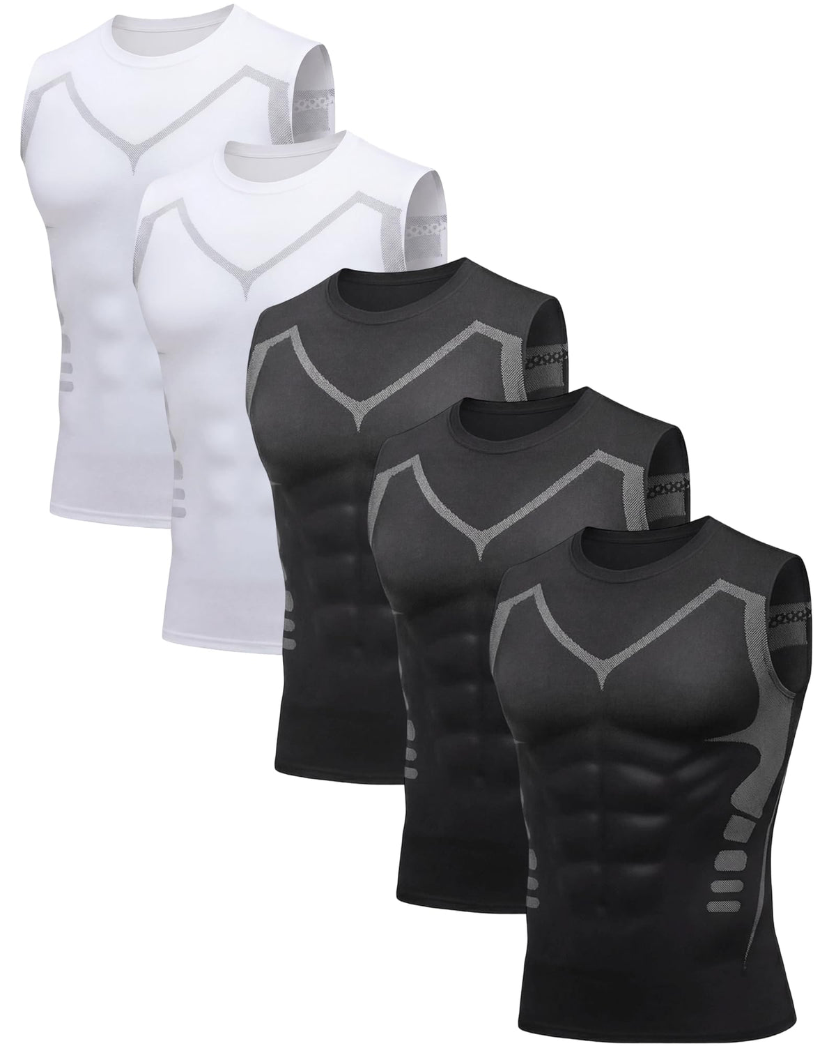 5 Pack Mens Sleeveless Workout Tank Tops Dry Fit Athletic Muscle Tee Shirts Black &White Undershirts for Gym, Running