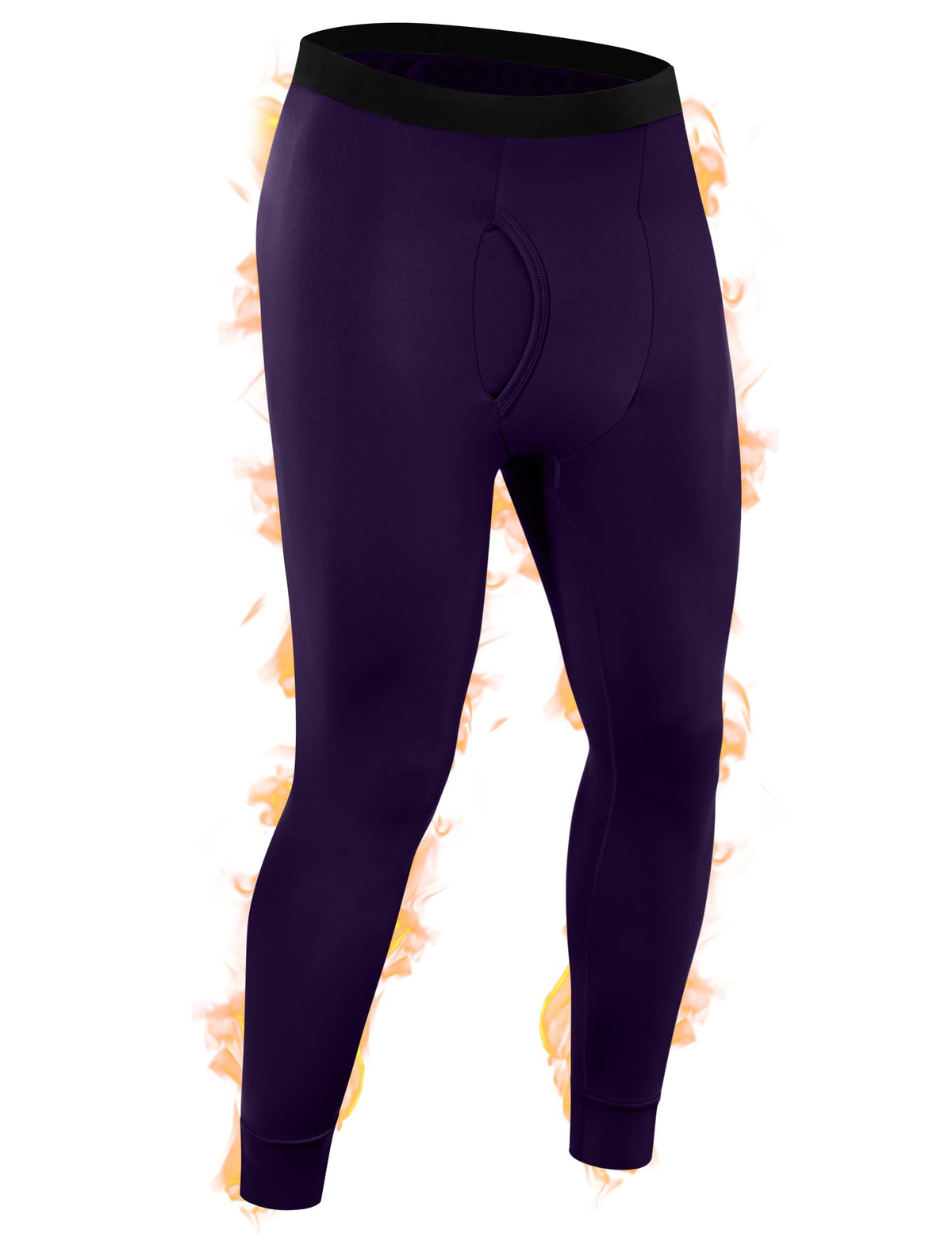 Roadbox Mens Thermal Pants Fleece Lined Long John Underwear Bottom with Fly