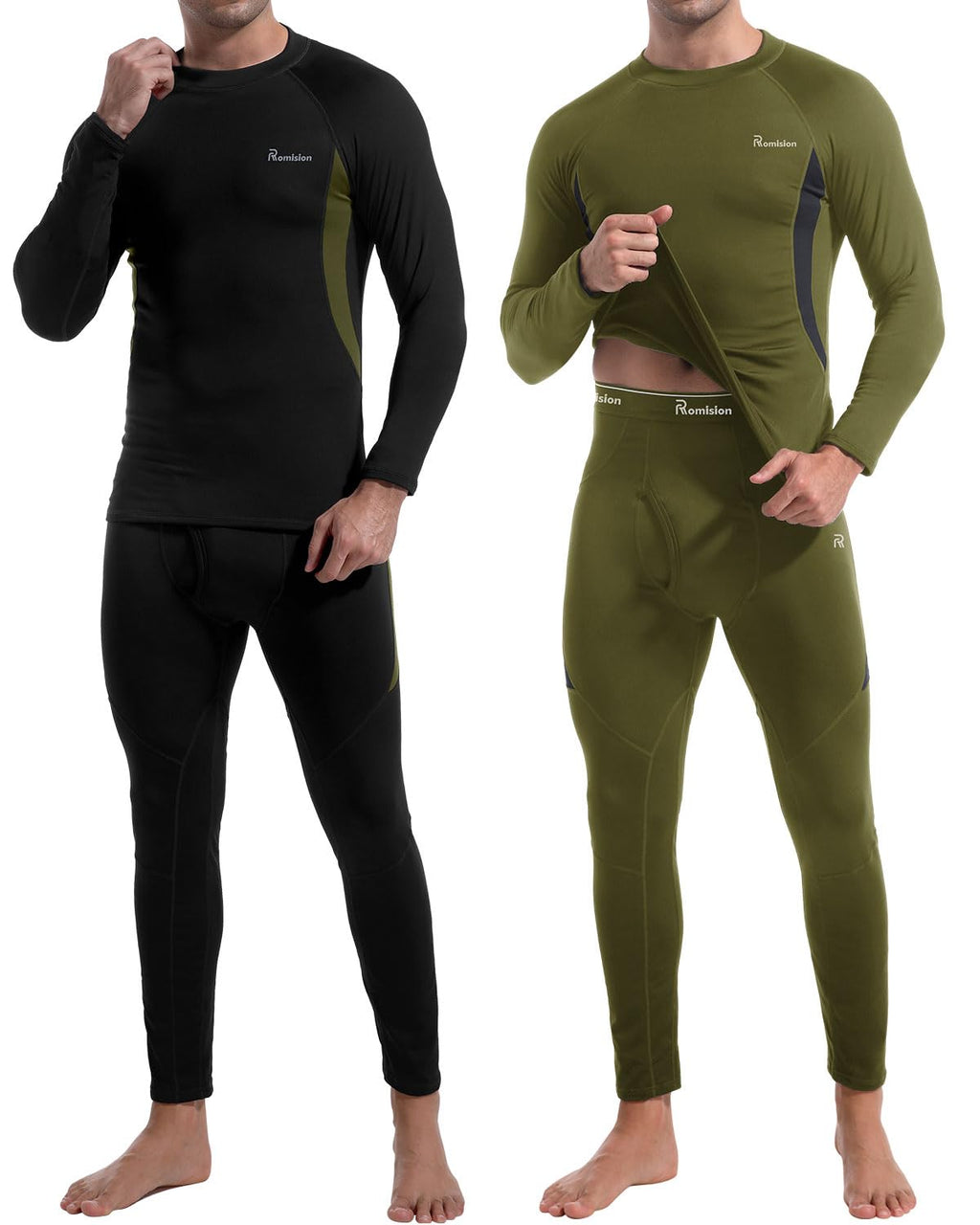 romision Mens Thermal Underwear Set Long Johns Fleece Lined Base Layer