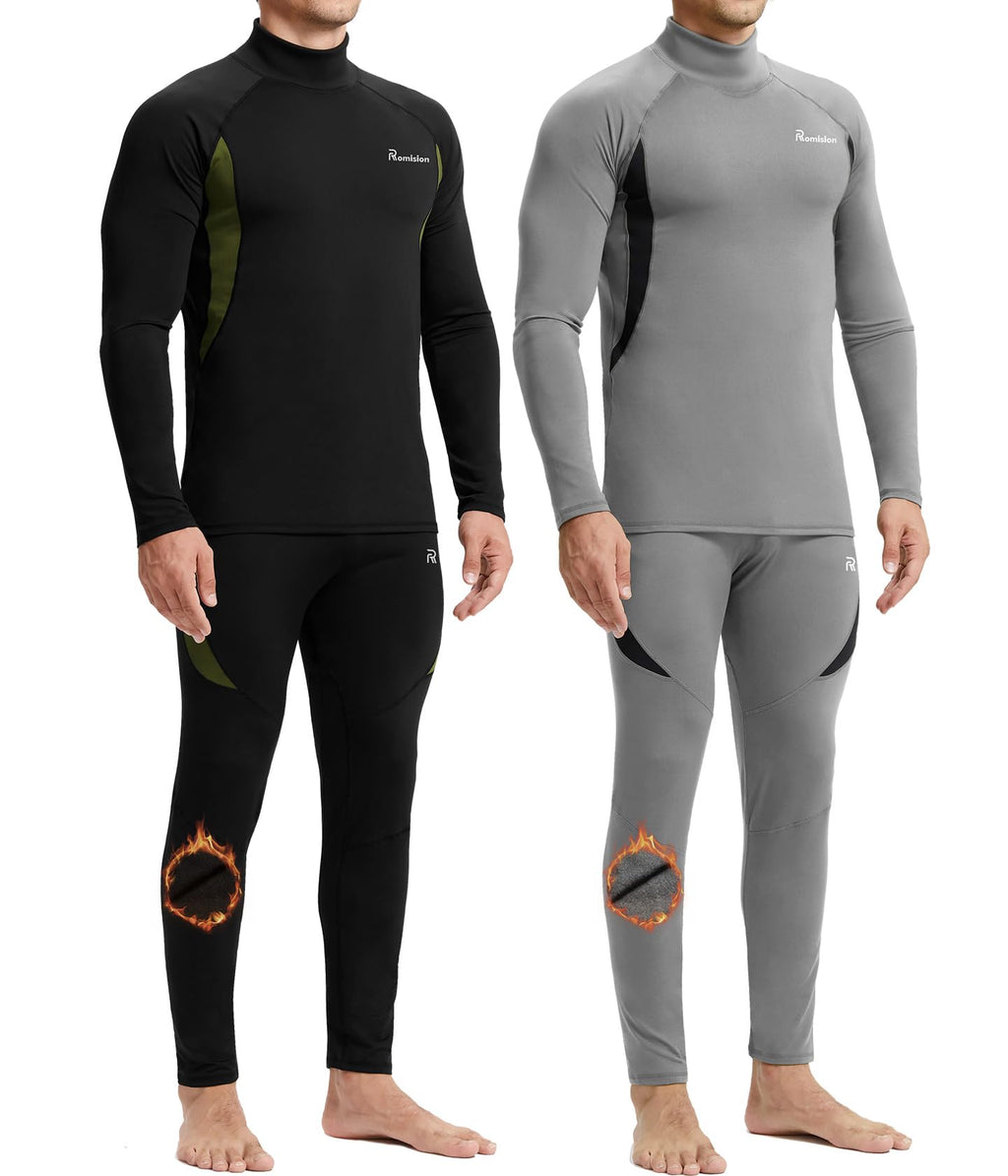 romision Mens Thermal Underwear Set Long Johns Fleece Lined Base Layer