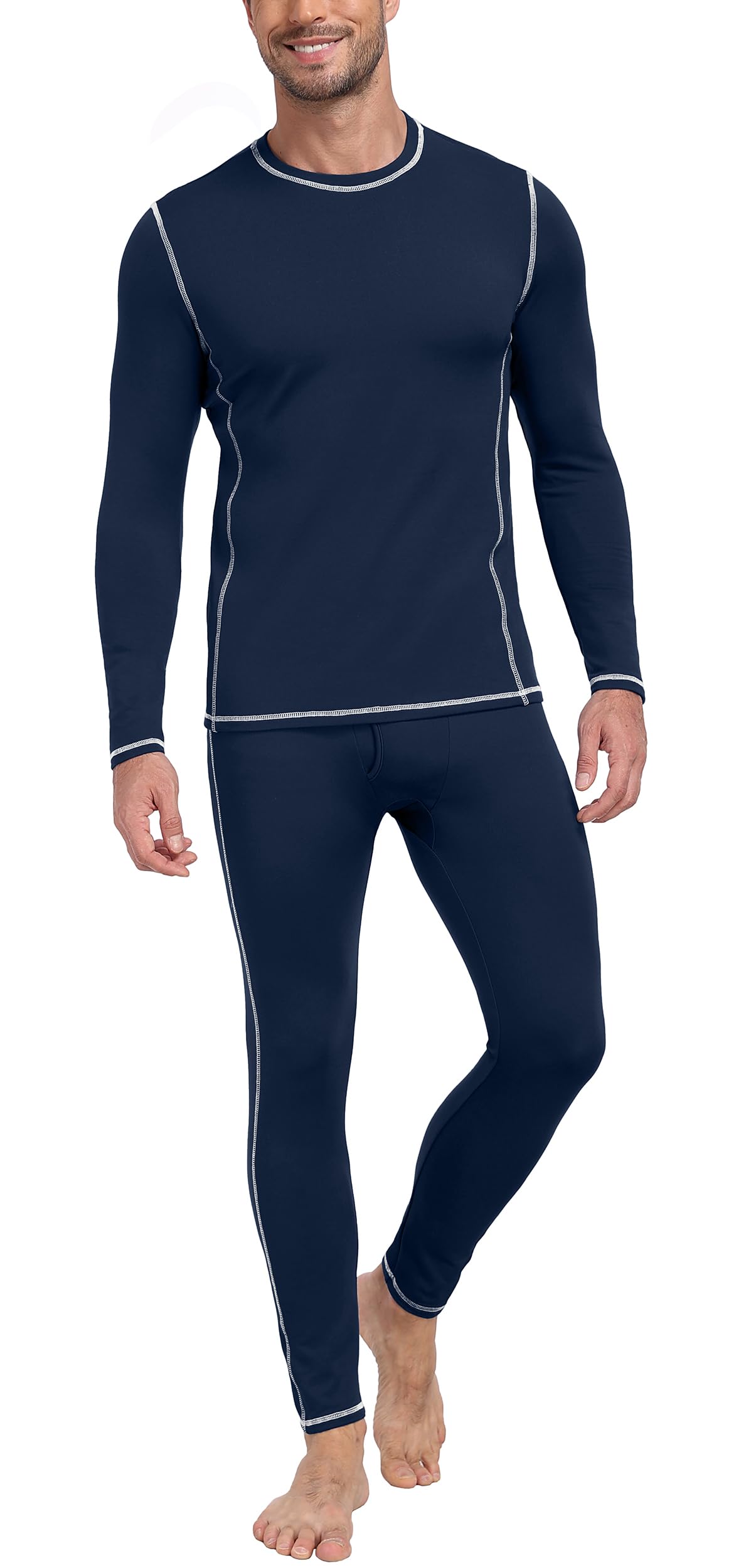 PrinStory Men's Thermal Underwear Long Johns - Cold Weather Base Layer Set Elasticity Top and Bottoms for Men S-2XL