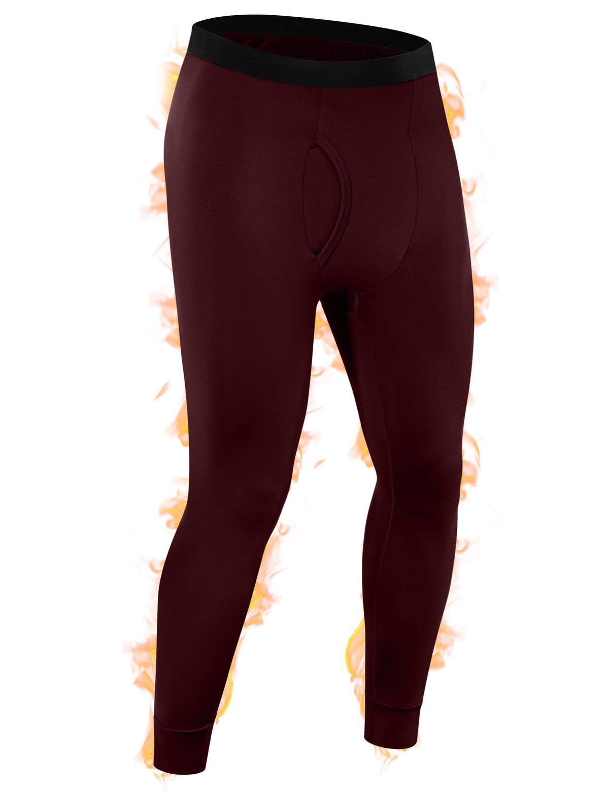 Roadbox Mens Thermal Pants Fleece Lined Long John Underwear Bottom with Fly