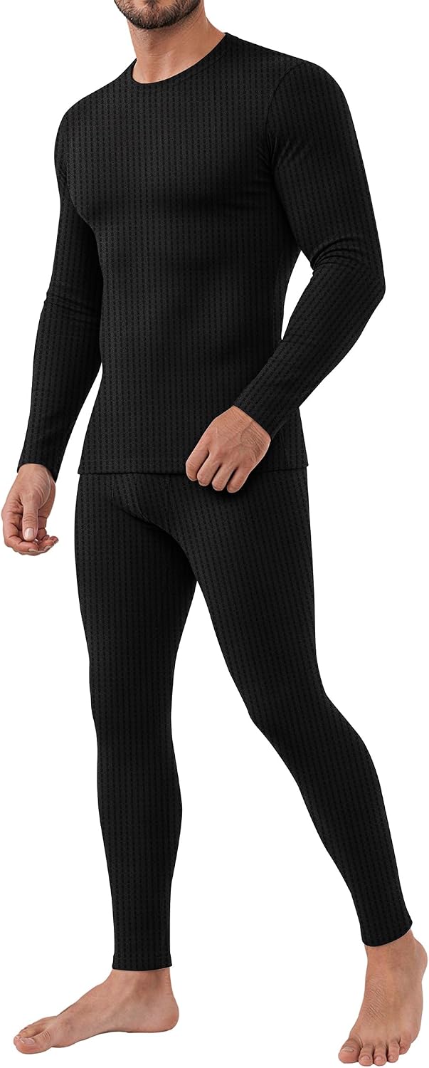 Ekouaer Waffle Long Johns for Men Thermal Underwear Top and Bottom Set