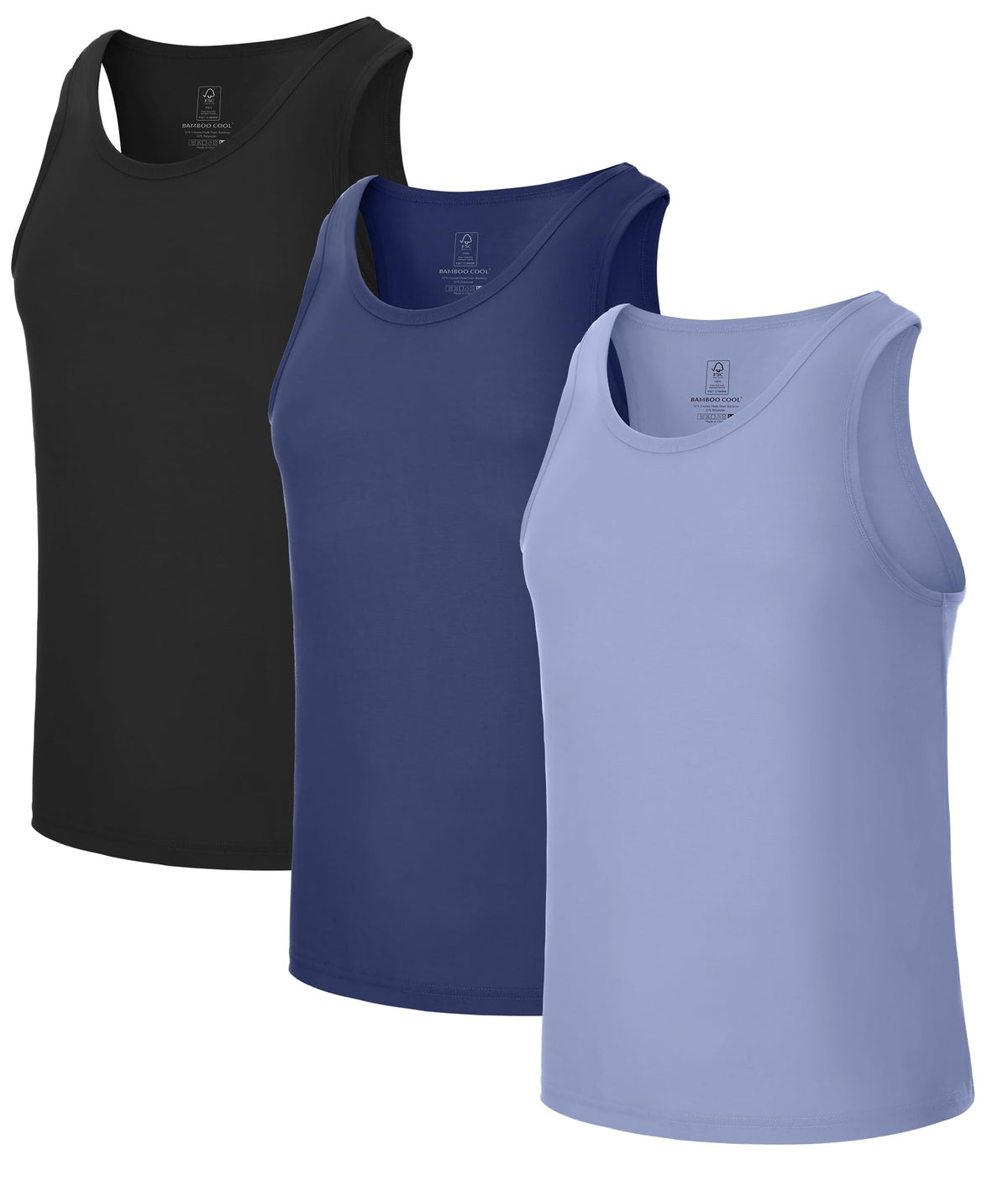 BAMBOO COOL Men's Tank Top Undershirts Moisture Wicking Fit A-Shirts 3 Pack