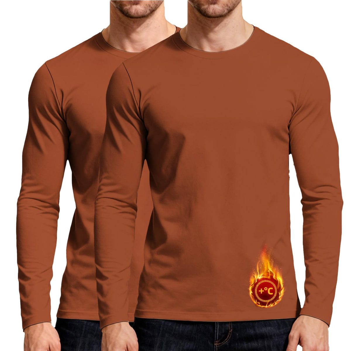 1/2 Pack Men's Thermal Shirts Fleece Lined Wool Long Sleeve Slim Fit T-Shirts Athletic Stretch Sweater Undershirts