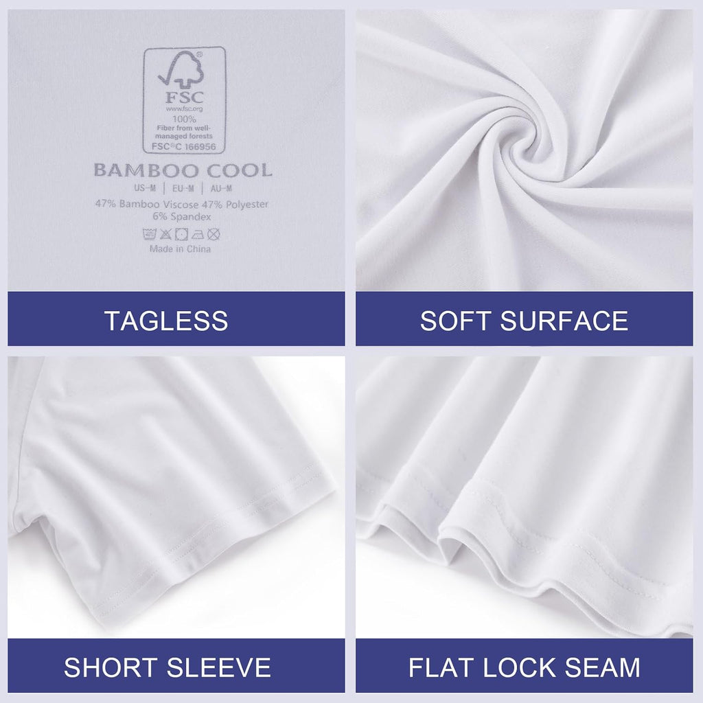 BAMBOO COOL Mens Undershirts Pack, Soft T Shirts for Men, Moisture Wicking