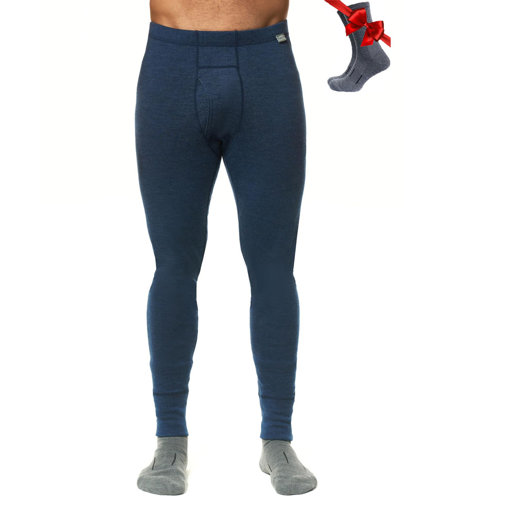 100% Merino Wool Base Layer Mens Pants - Thermal Underwear Long Johns