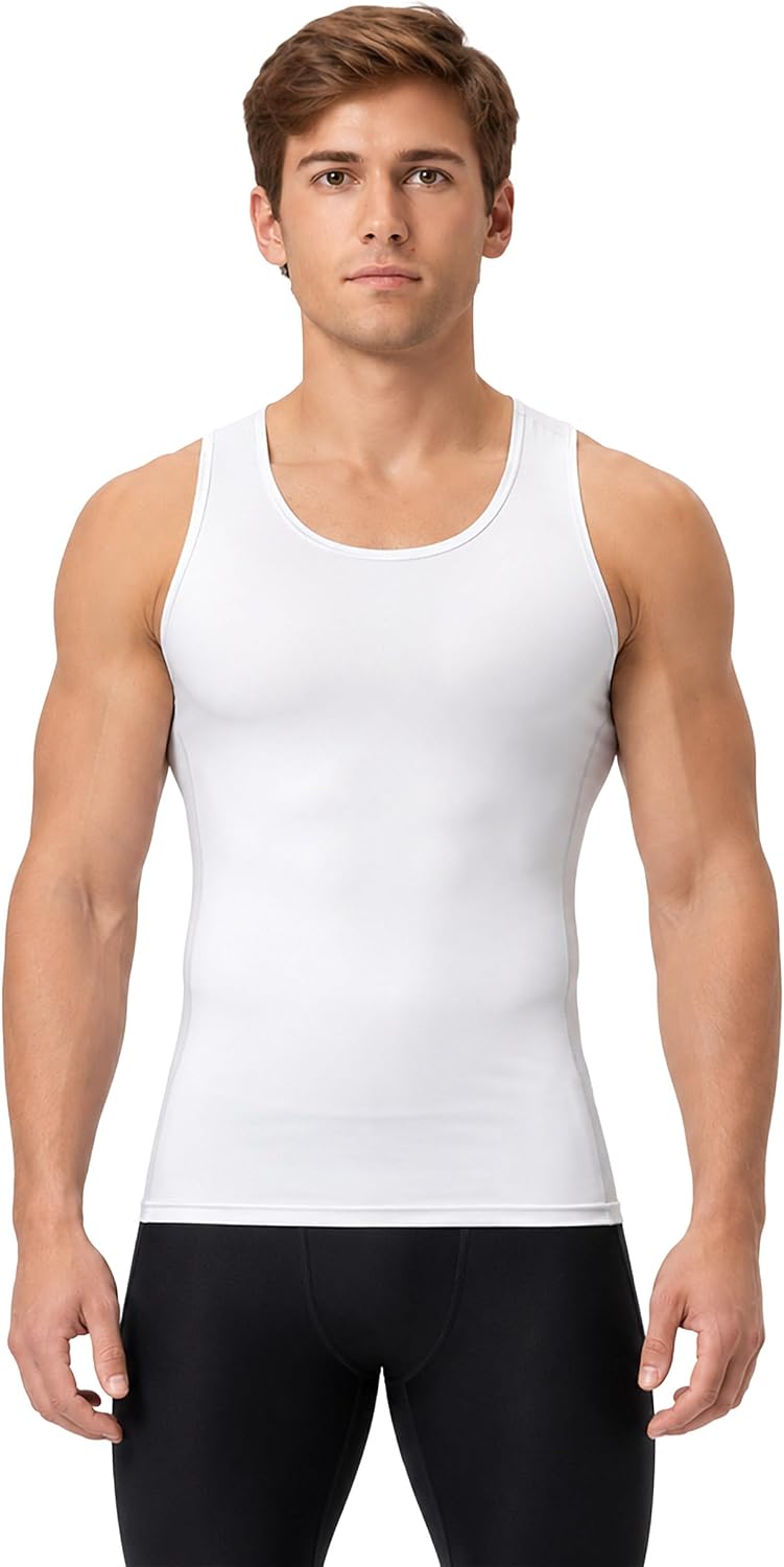 DEVOPS 3 Pack Men's Muscle Dry Fit Compression Tank Top Sleeveless Shirt